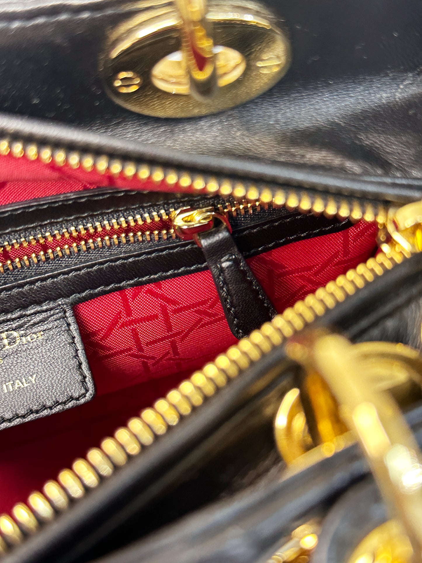 Christian Dior Medium Cannage Lambskin Lady Dior Bag Black GHW