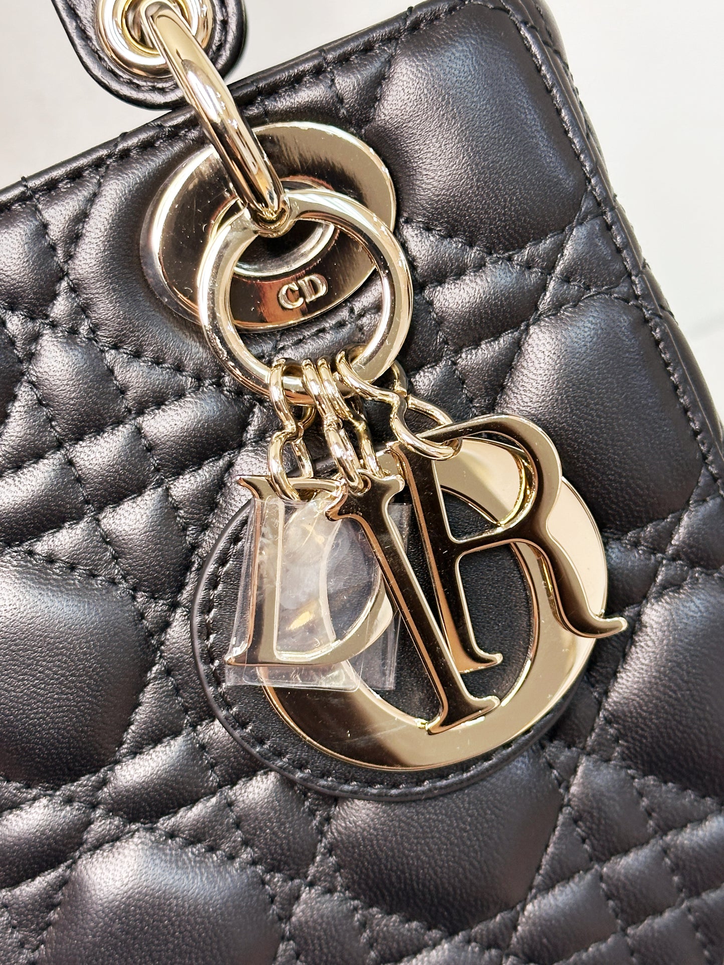 Christian Dior Small Cannage Lambskin My Lady Dior ABC Bag Black GHW