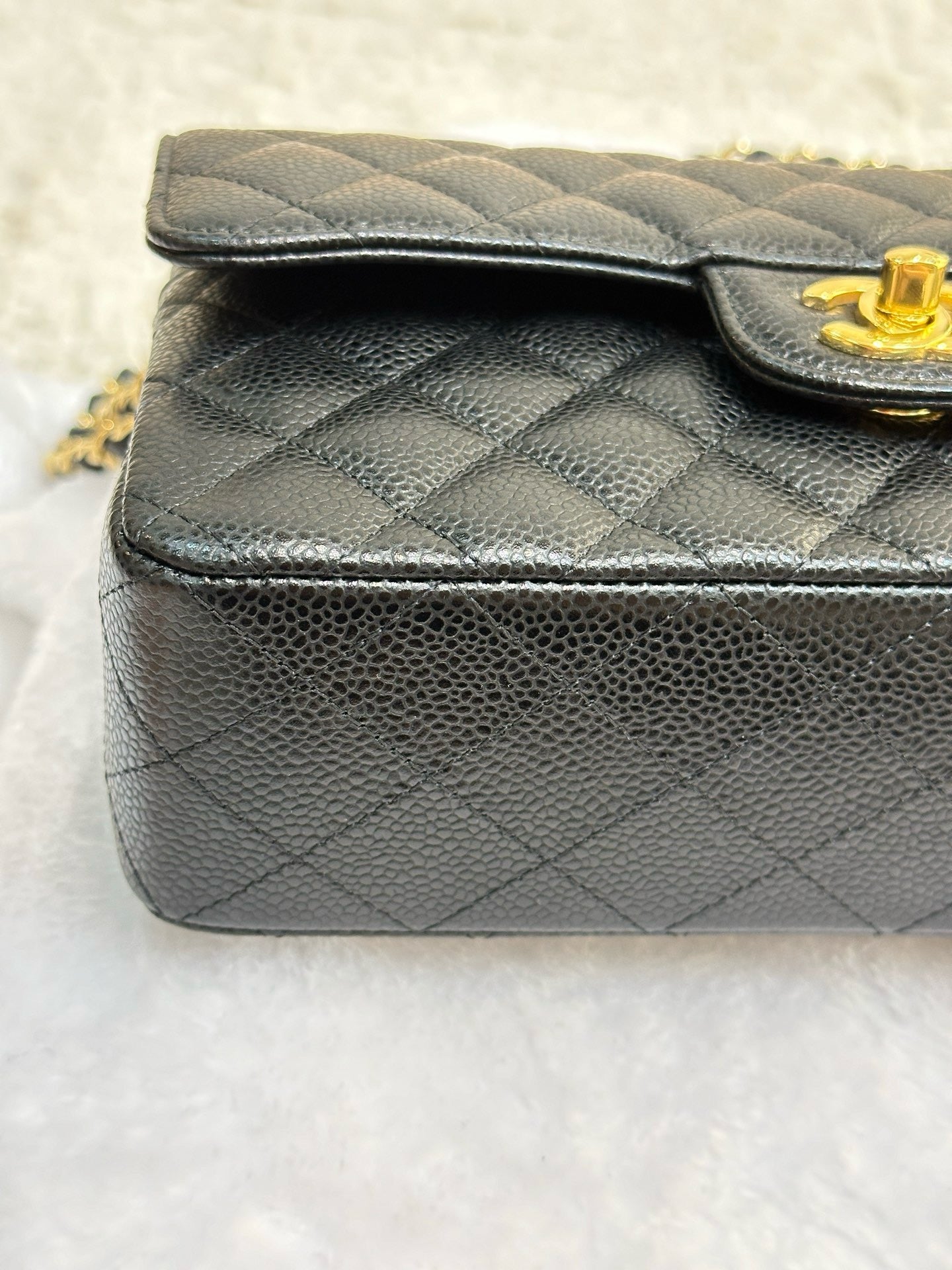 Chanel Small Classic Quilted Caviar Double Flap Bag Black 2022 year