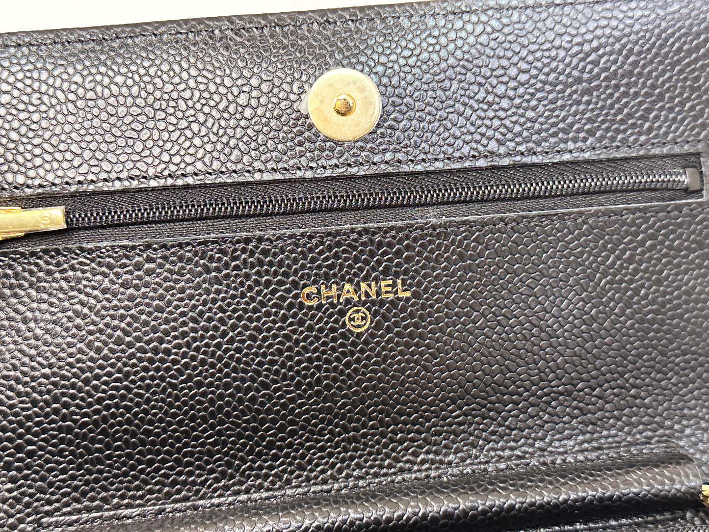 Chanel Classic Wallet on Chain Caviar Black GHW T876 microchip