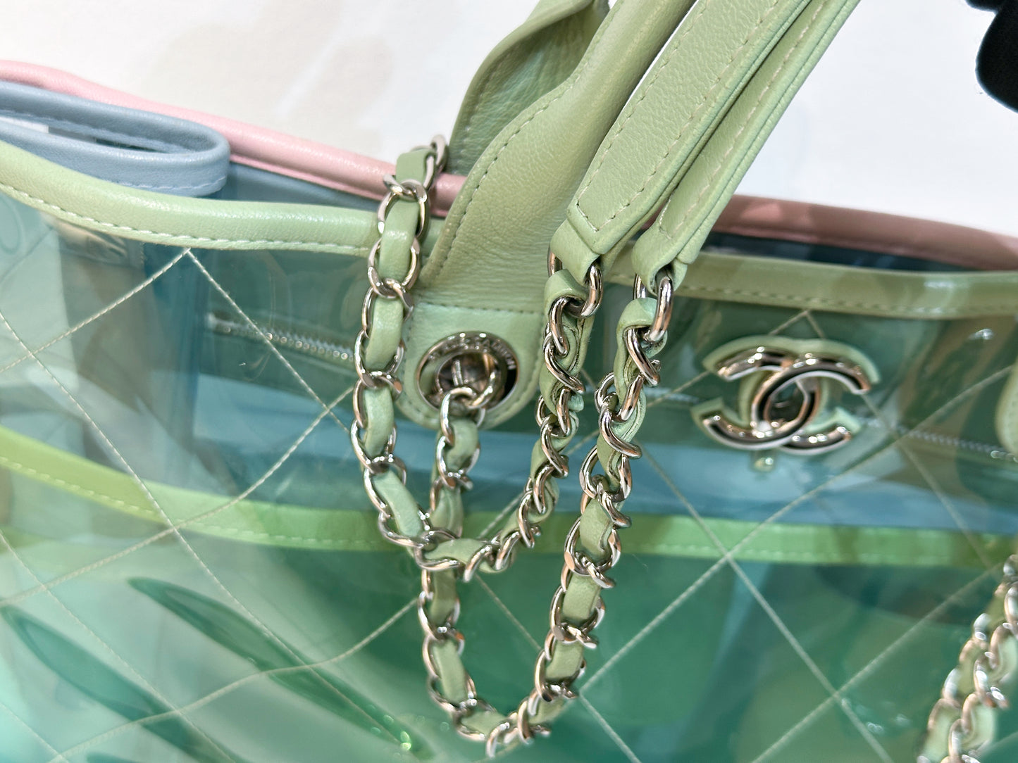 Chanel Coco Splash Bag Green/Pink/Blue 2584 holo card
