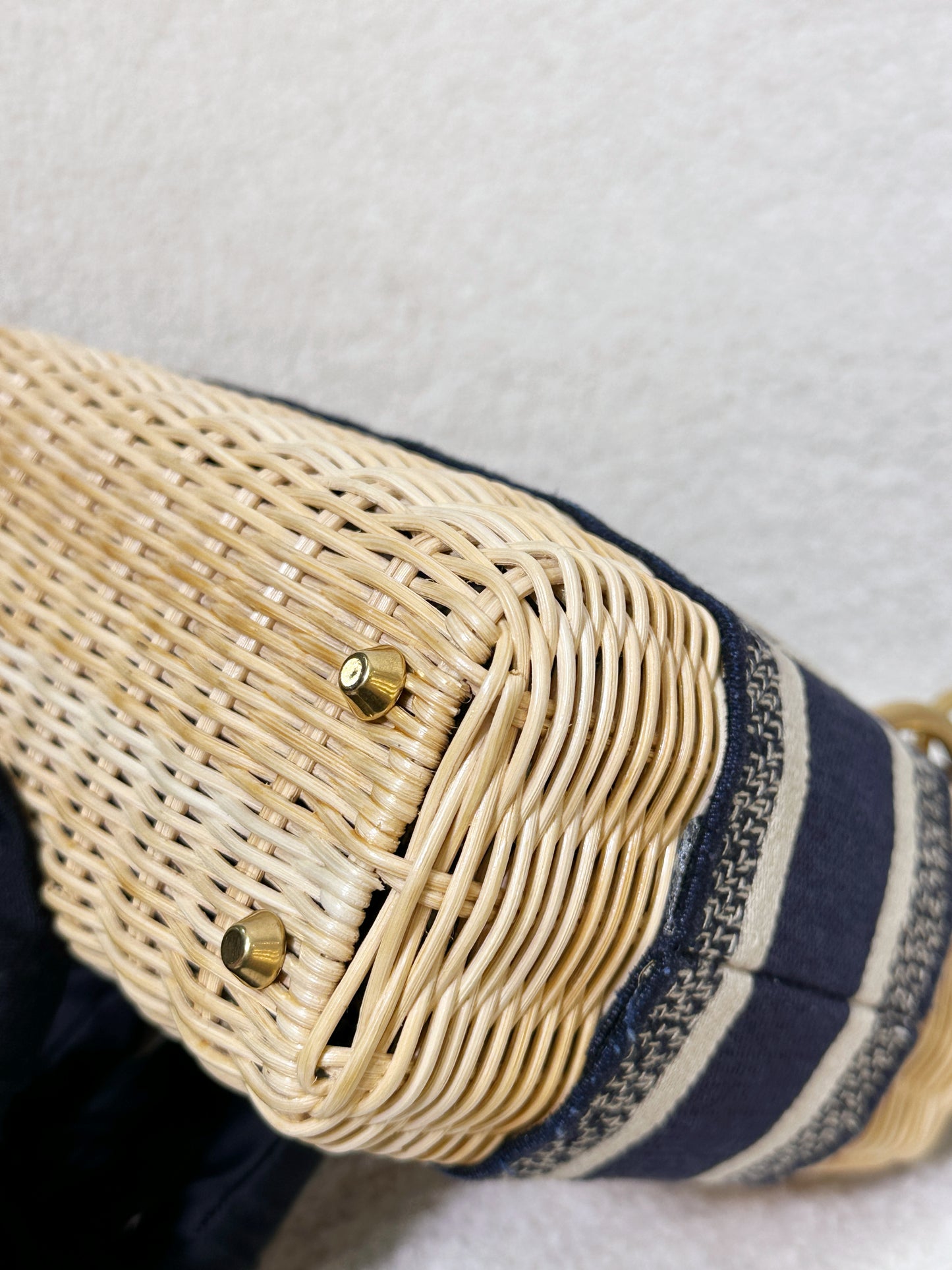 Christian Dior Bicolor Wicker Jacquard Mini Lady Dior Bag