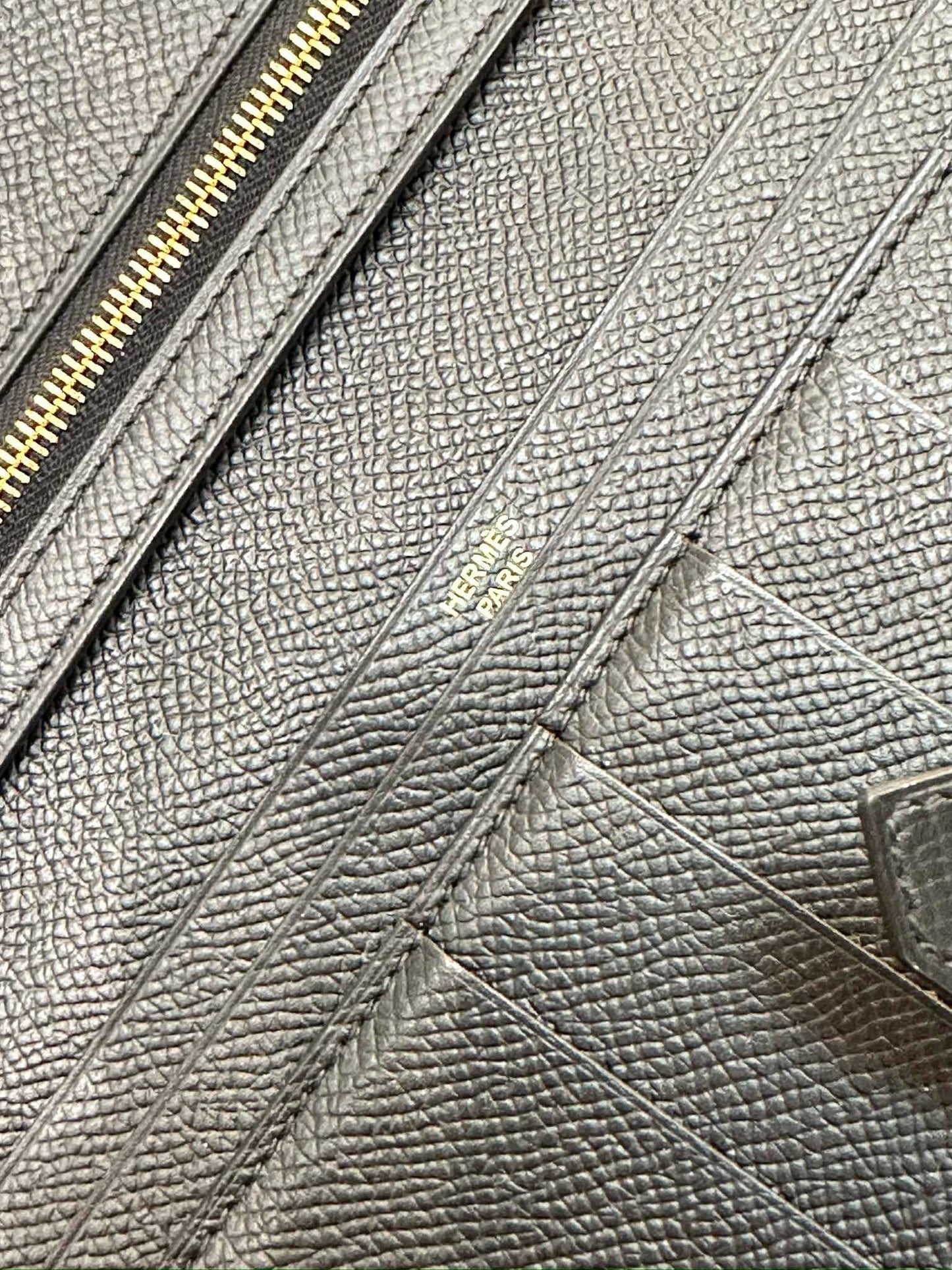 Hermes Bearn Soufflet Long Wallet Epsom Leather Black