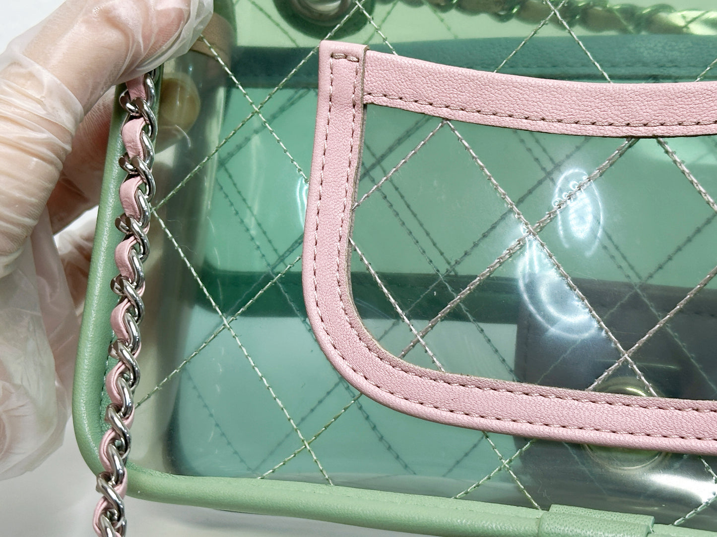 Chanel Coco Splash PVC Mini Flap Bag Green/Blue/Pink 25499 holo