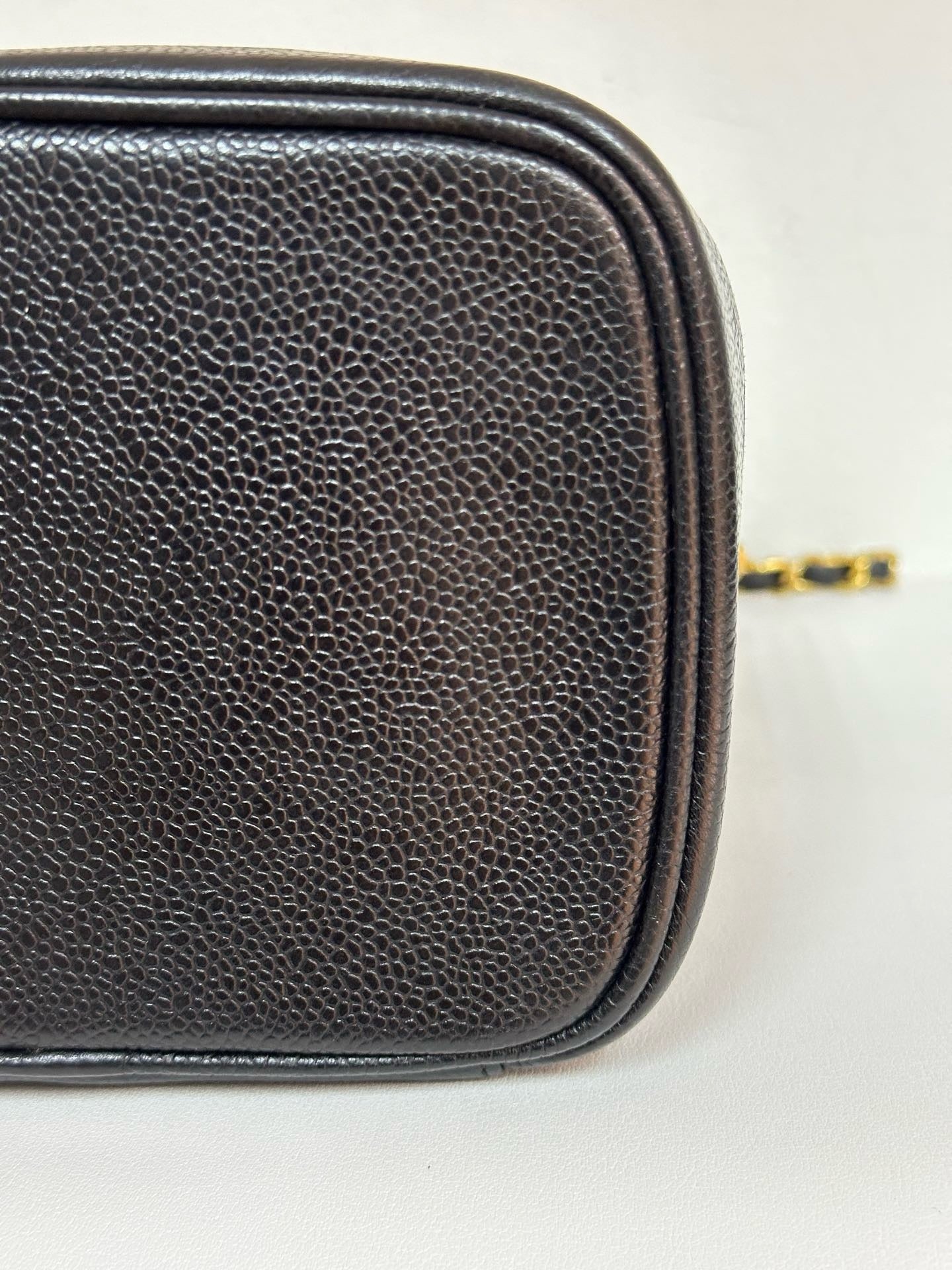 Chanel Vintage Vanity Case Black Caviar GHW 2 holo card