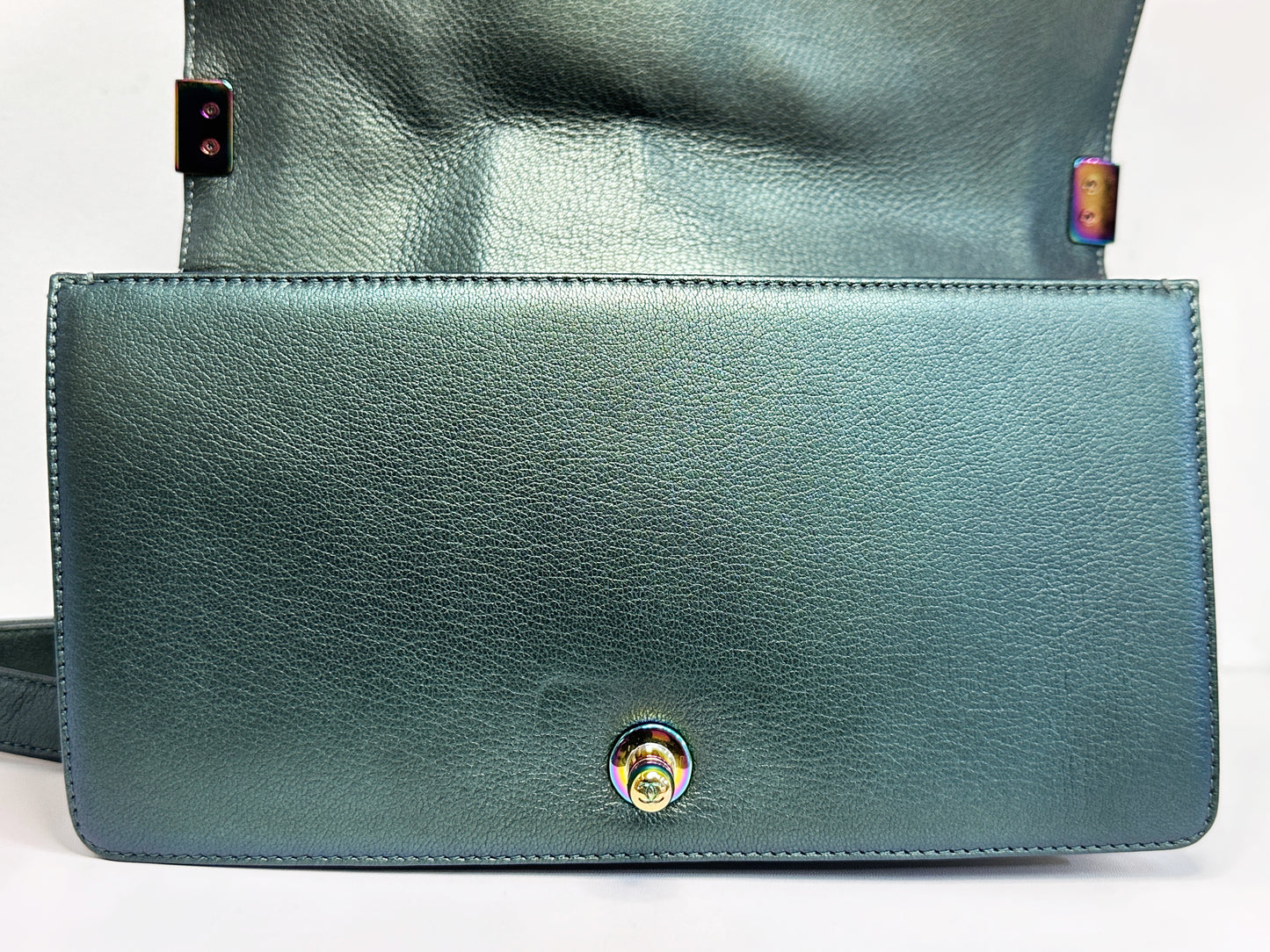Chanel Iridescent Goatskin Quilted Medium LeBoy Flap Green 2176 holo