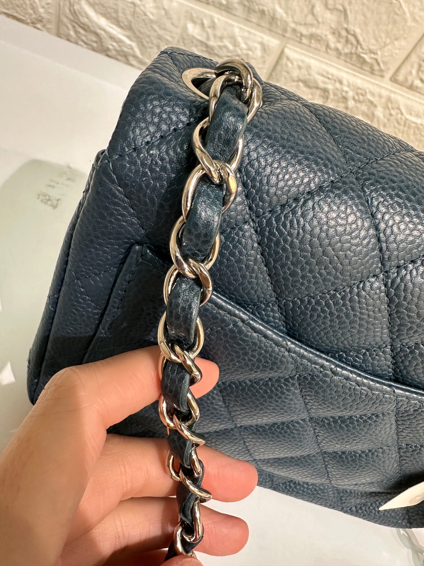 Chanel Classic Square Mini Flap in Blue Caviar and SHW