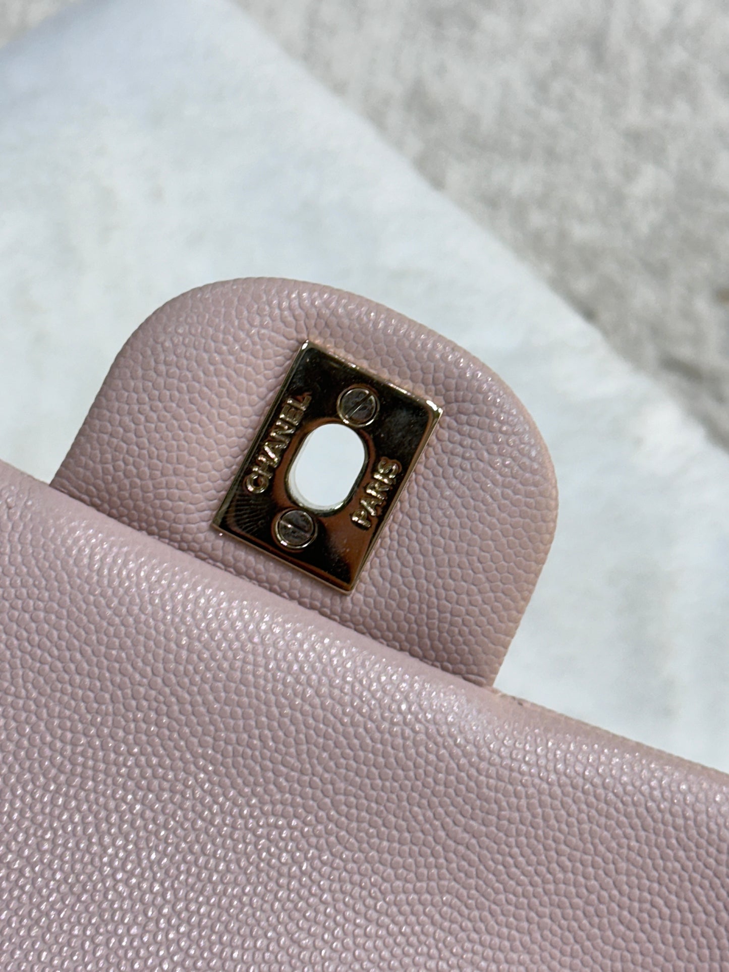Chanel Medium Caviar Quilted Double Flap Light Pink 21C
