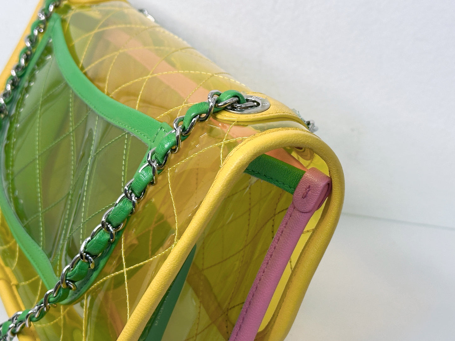 Chanel Yellow Coco Splash PVC Medium Flap Bag 2582 holo card
