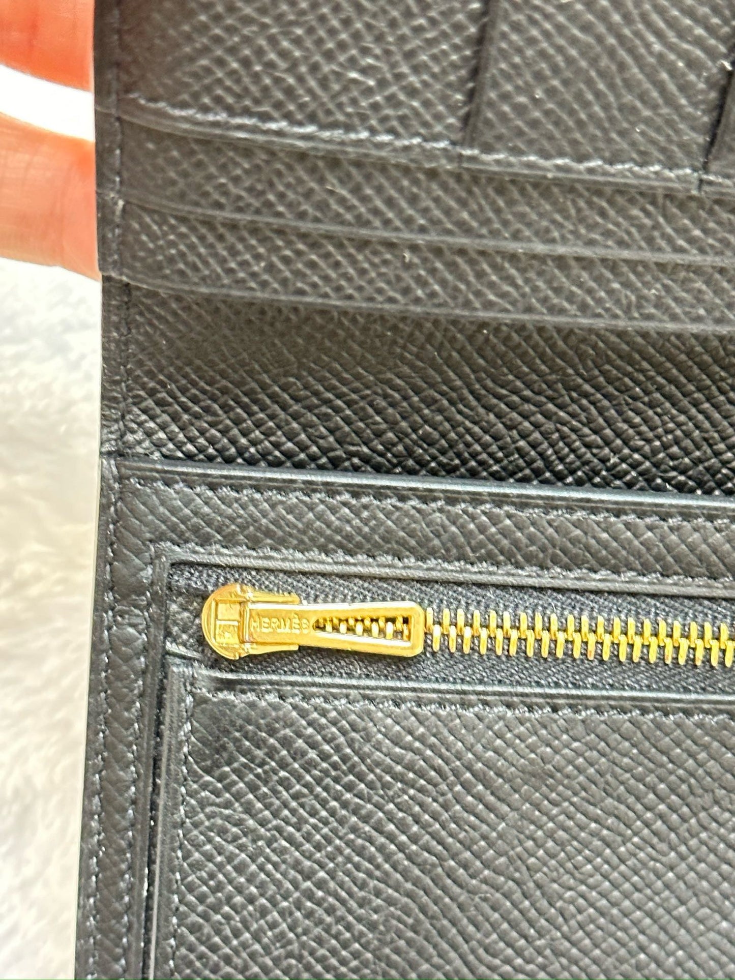 Hermes Bearn Soufflet Long Wallet Epsom Leather Black