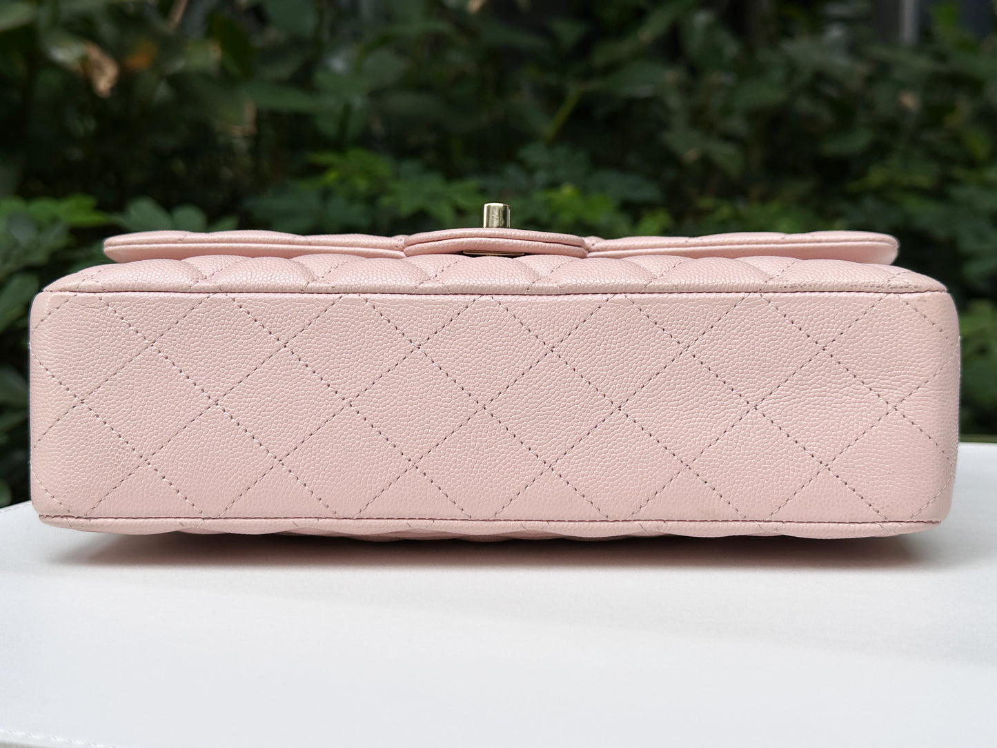 Chanel Medium Caviar Quilted Double Flap Light Pink 21COutside