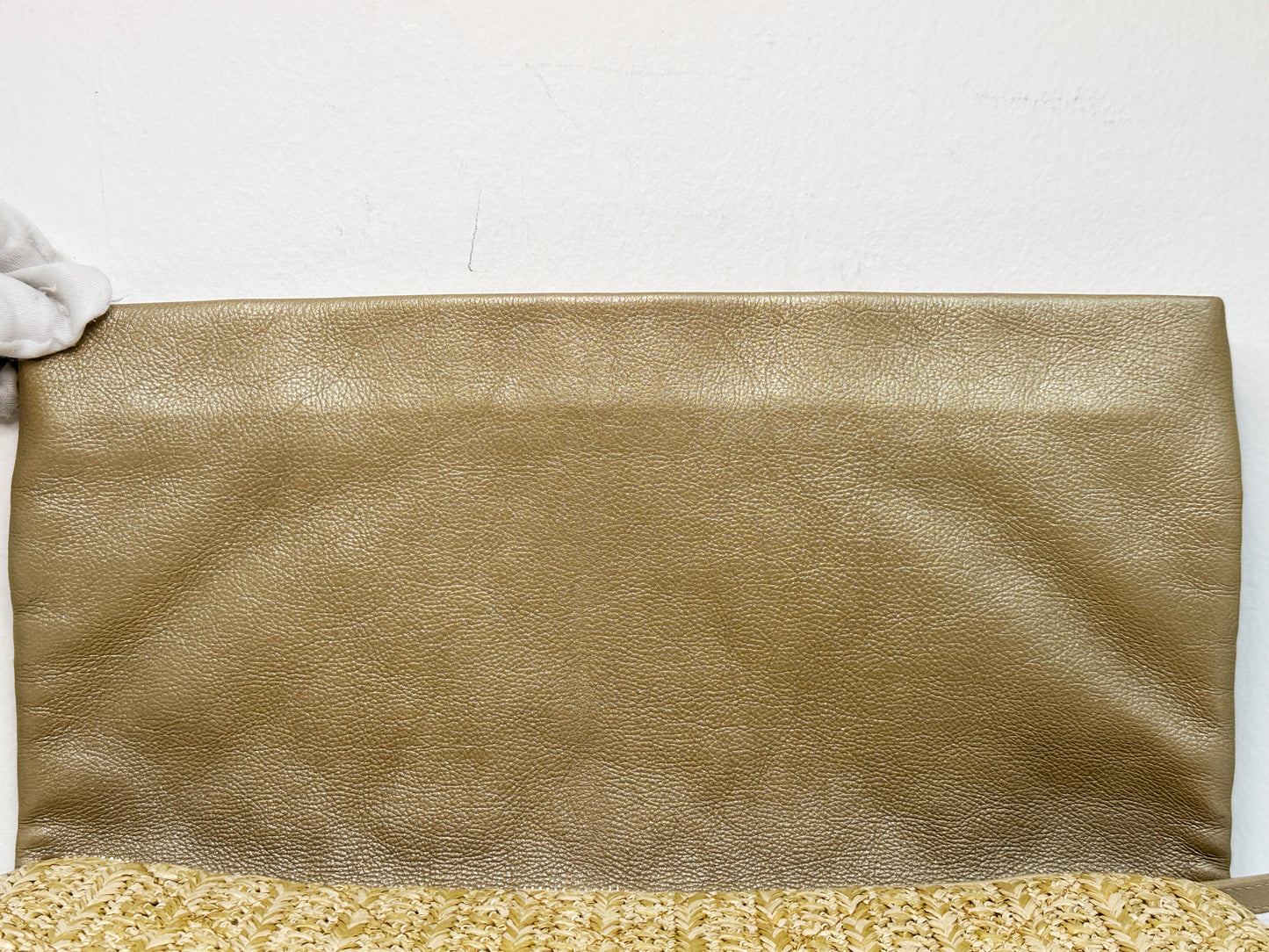 Chanel CC Woven Clutch Gold Natural Raffia Antique Gold Hardware 2502 holo