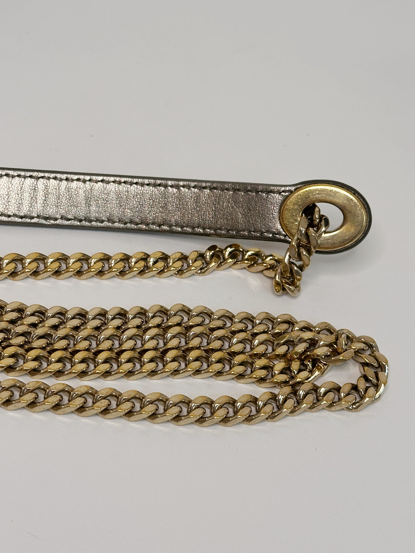 CHRISTIAN DIOR LADY MINI CALFSKIN CANNAGE BRONZE METALLIC GOLDEN HARDWARE CHAIN STRAP