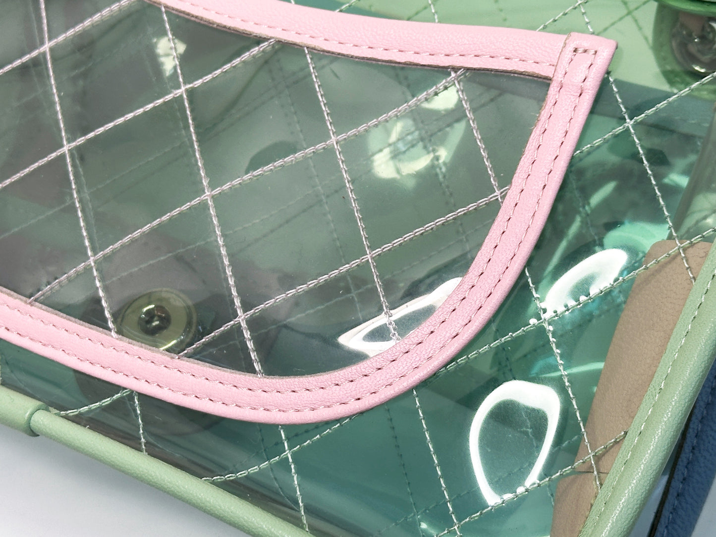 Chanel Coco Splash PVC Medium Flap Bag Green/Blue/Pink 2549 holo card