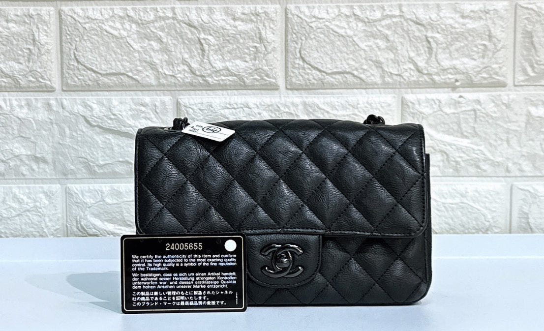 Chanel Mini Rectangle Black Calfskin BHW