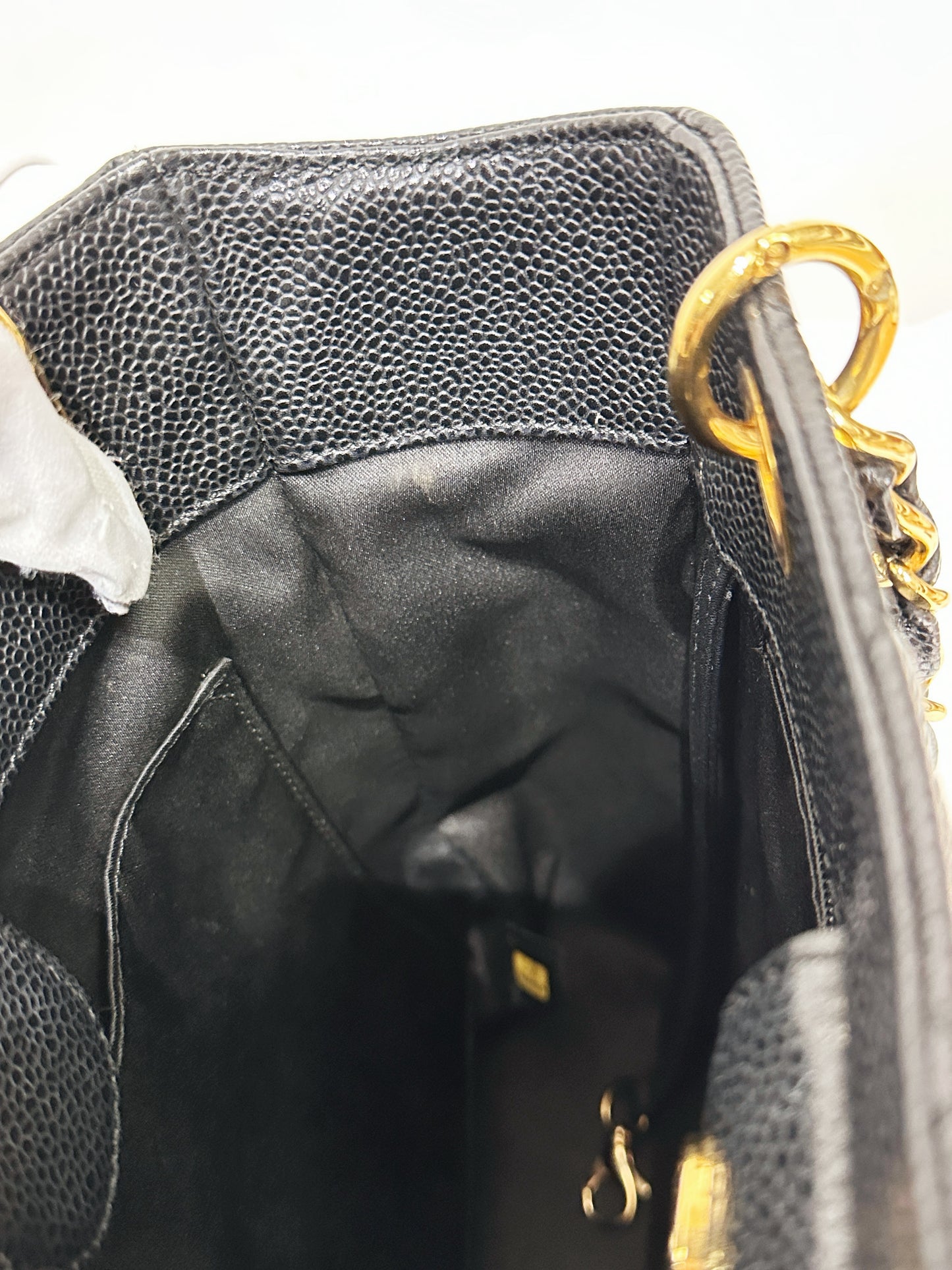 Chanel Caviar Quilted Petit Shopping Tote PST Black GHW 1602 holo card