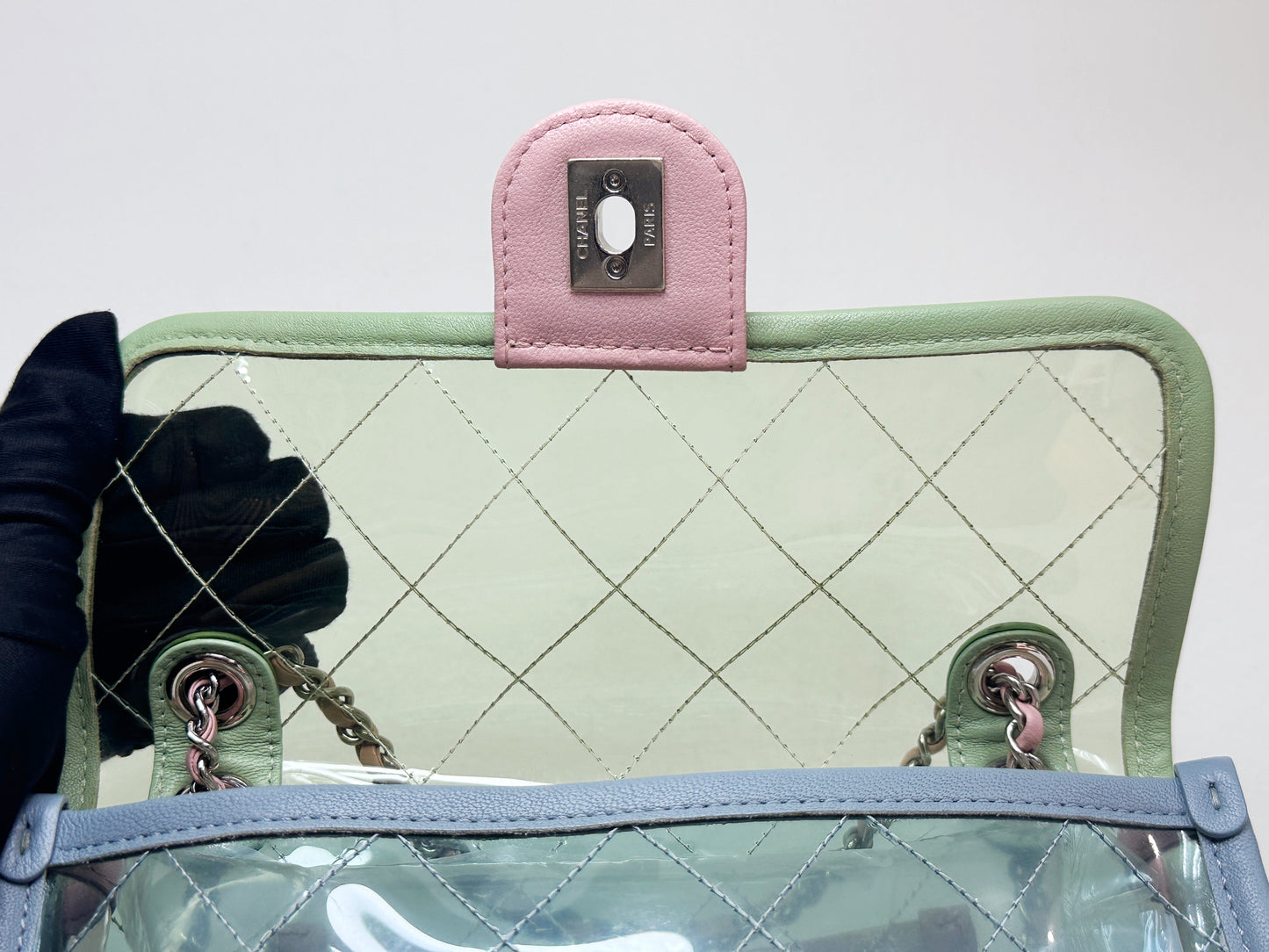 Chanel Coco Splash PVC Mini Flap Bag Green/Blue/Pink 2569 holo