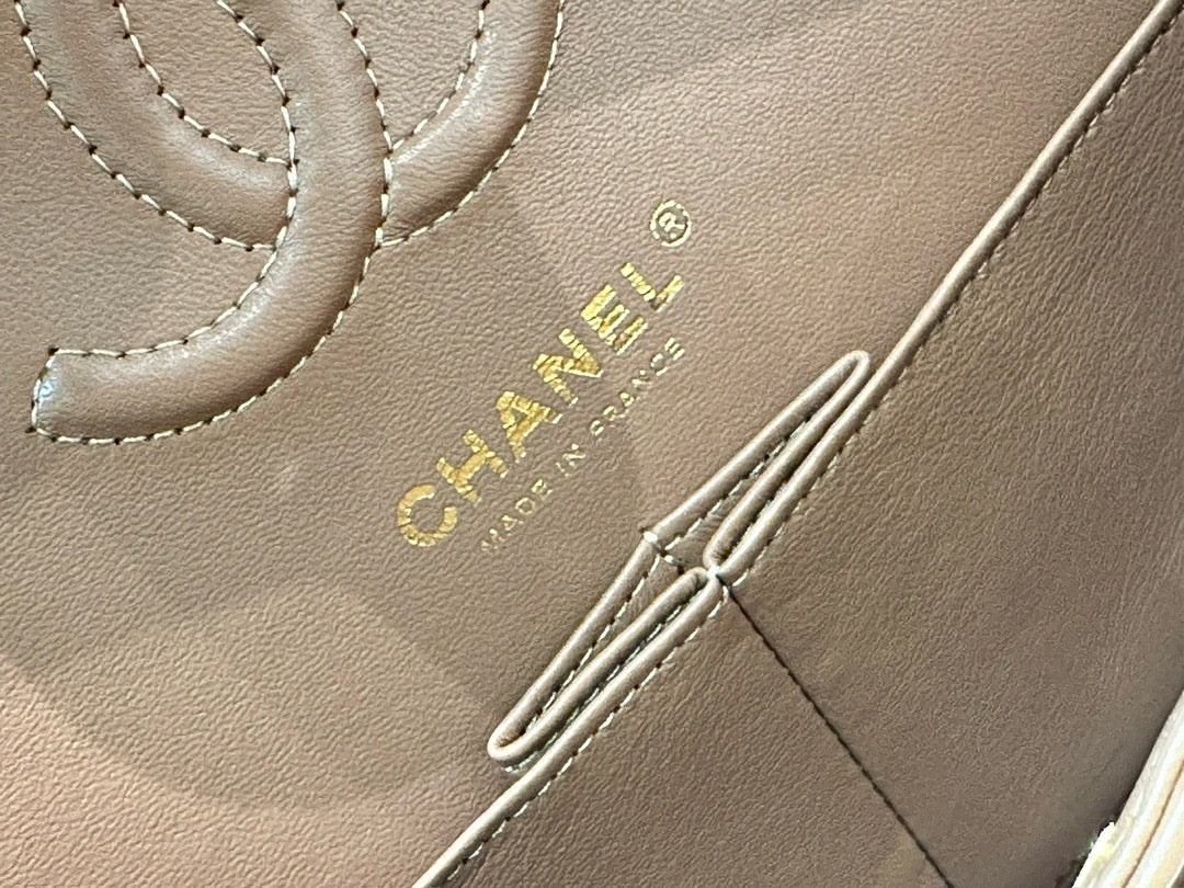 Chanel Small Lambskin Classic Double Flap Bag Dark Beige LGHW