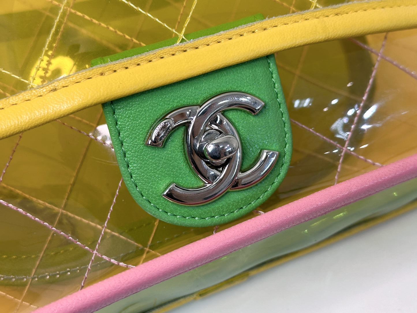 Chanel Yellow Coco Splash PVC Medium Flap Bag 2582 holo card