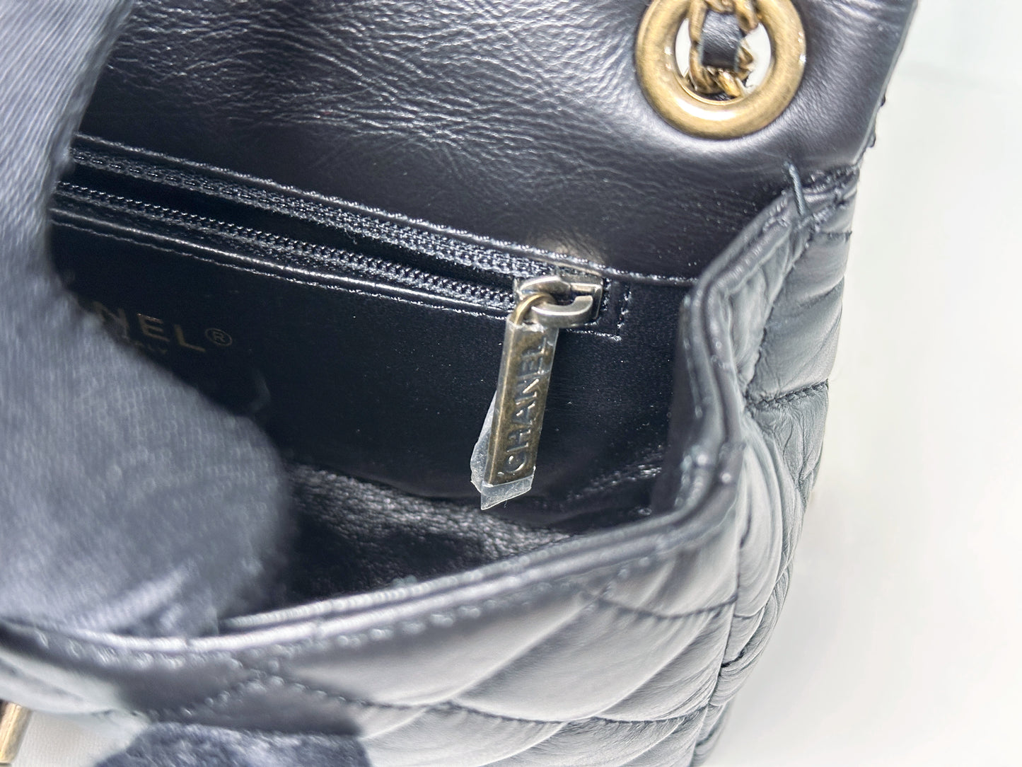 Chanel Mini Limited Edition Aged Calfskin Quilted Medallion Flap Black GHW 2063 holo card
