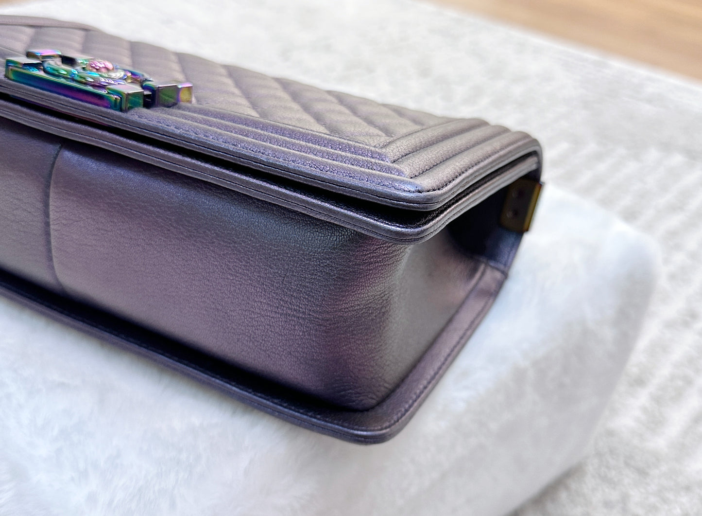 Chanel LeBoy Bag Old Medium Calfskin Purple