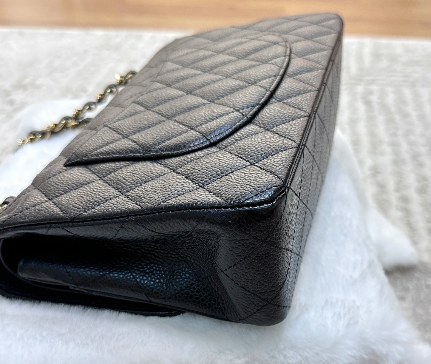 Chanel Medium Classic Flap Caviar Black Gold Hardware