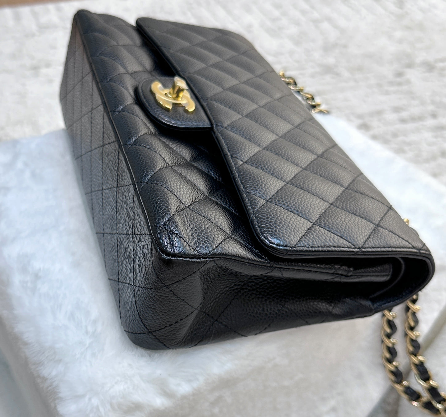 Chanel Medium Classic Flap Caviar Black Gold Hardware