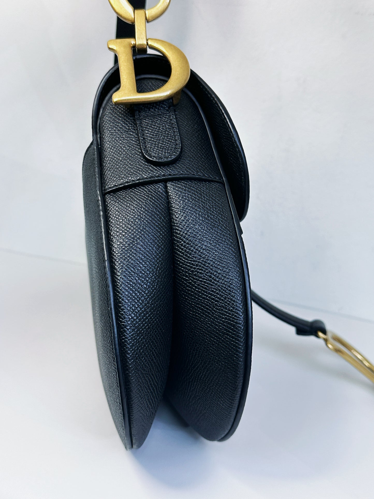 Christian Dior Saddle Bag with Strap Golden Saddle Black Calfskin 2022 year