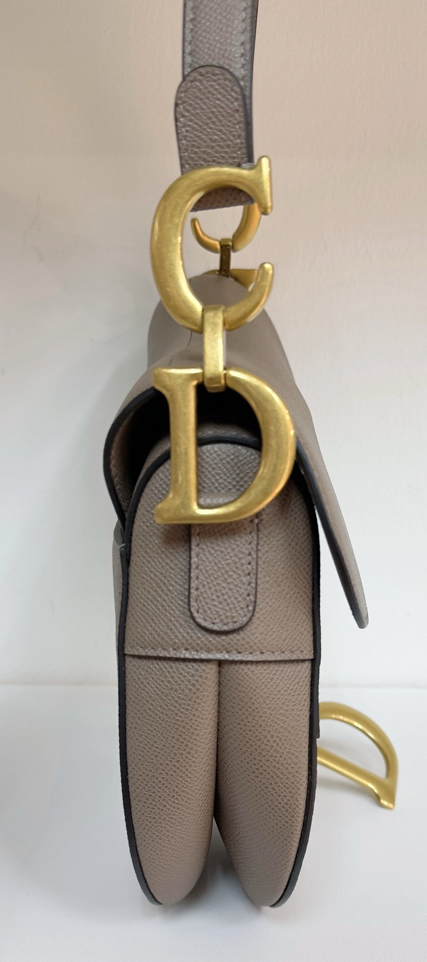 Christian Dior Saddle Bag With Strap Warm Taupe Grained Calfskin 2023 year