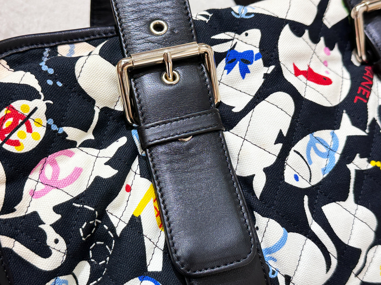 Chanel Canvas Baby Animals Diaper Bag Black 1119 holo card