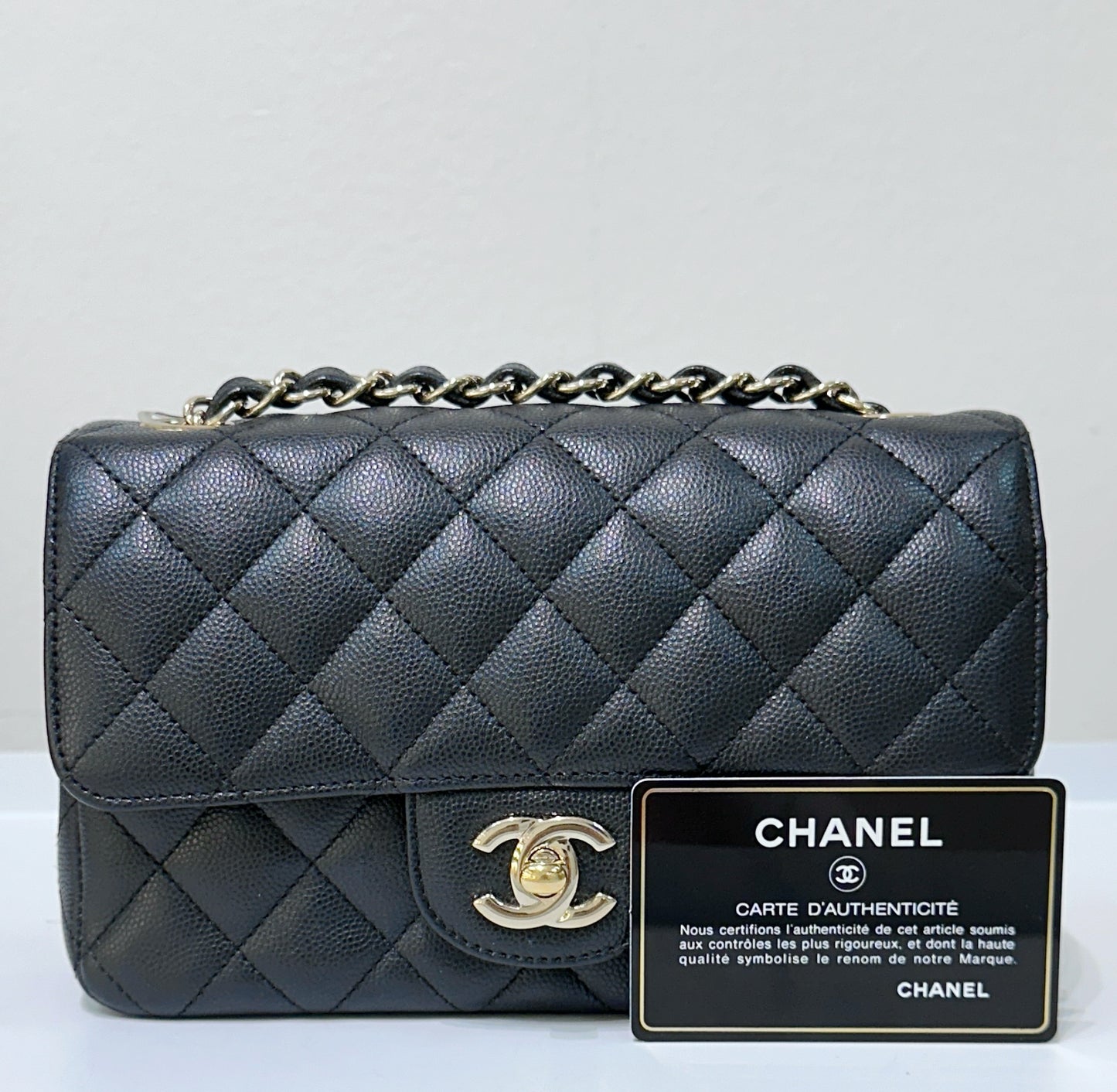 Chanel Mini Rectangular Classic Flap Black Bag GHW 17B