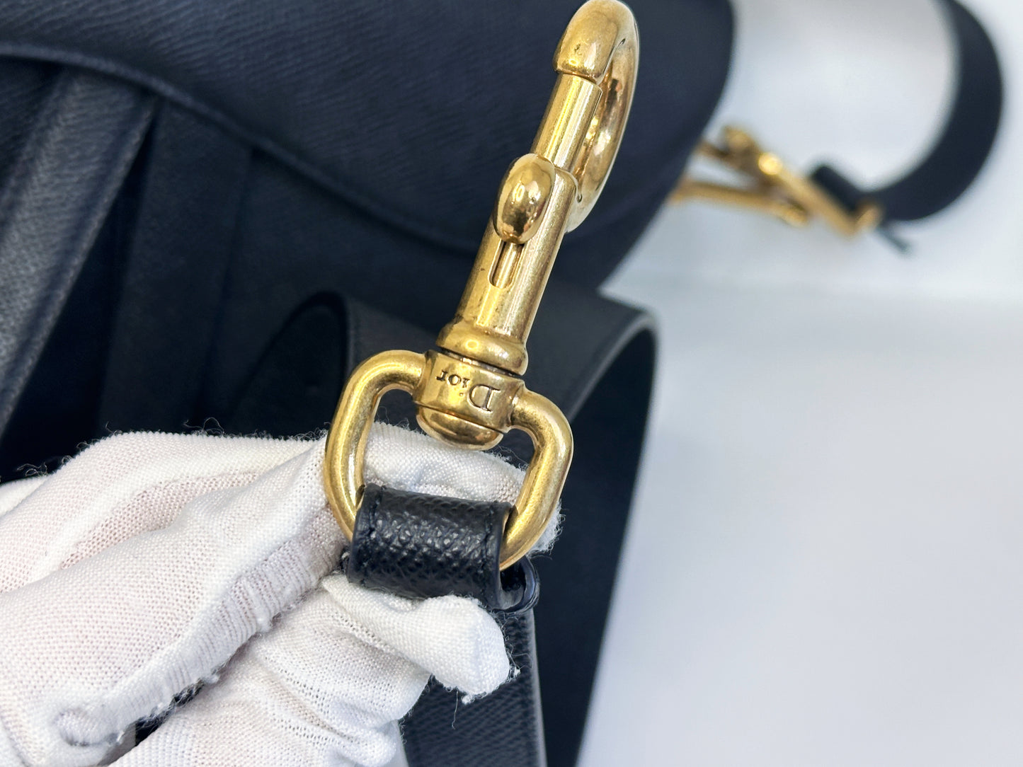 Christian Dior Saddle Bag with Strap Golden Saddle Black Calfskin 2022 year