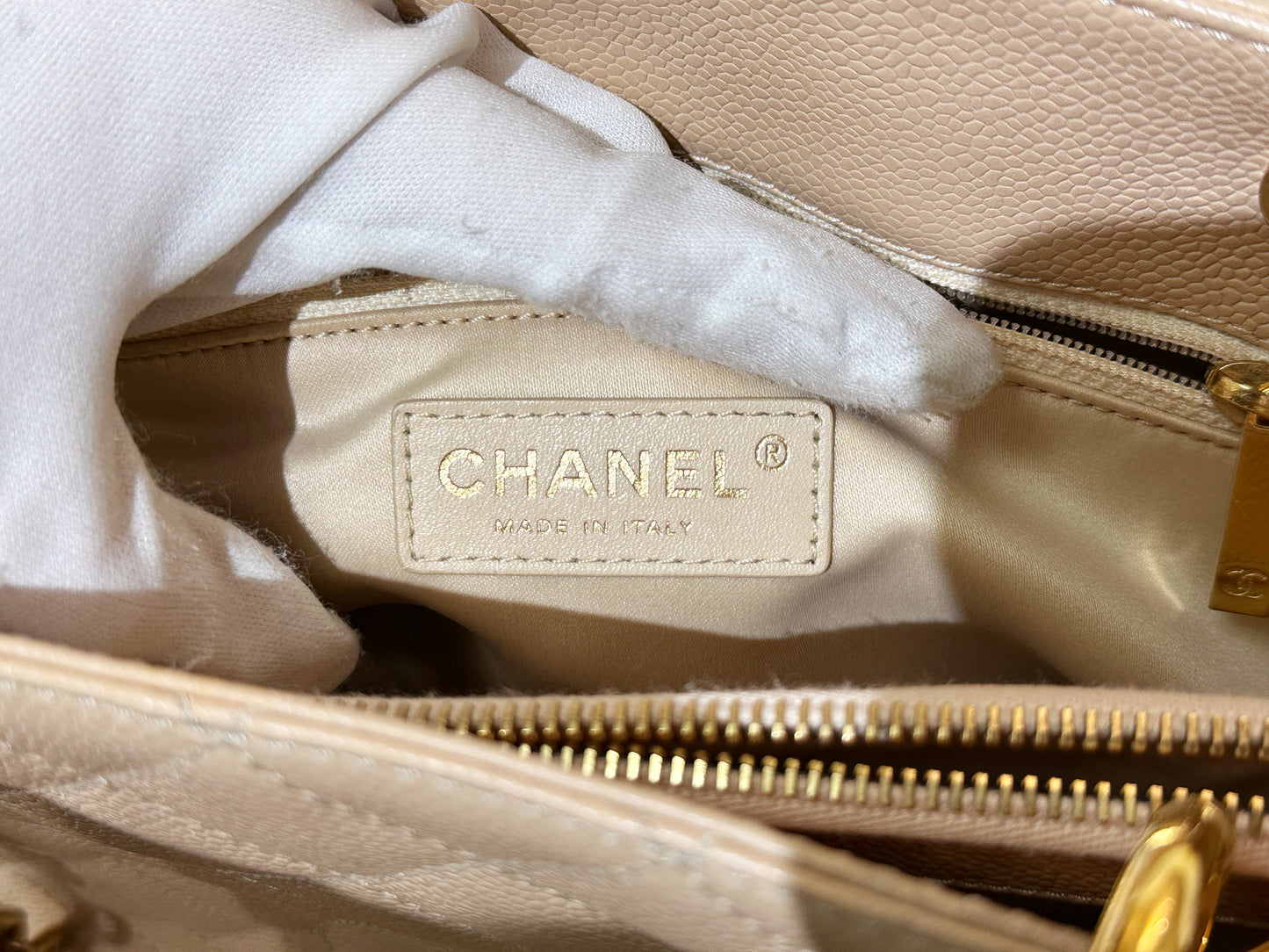 Chanel Caviar Grand Shopping Tote GST Beige GHW 1700 holo card
