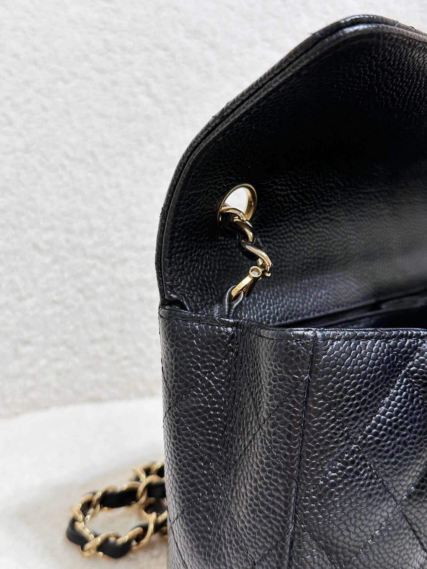 Chanel 24K Gold Caviar East West Flap Bag Black GHW 1273 holo card