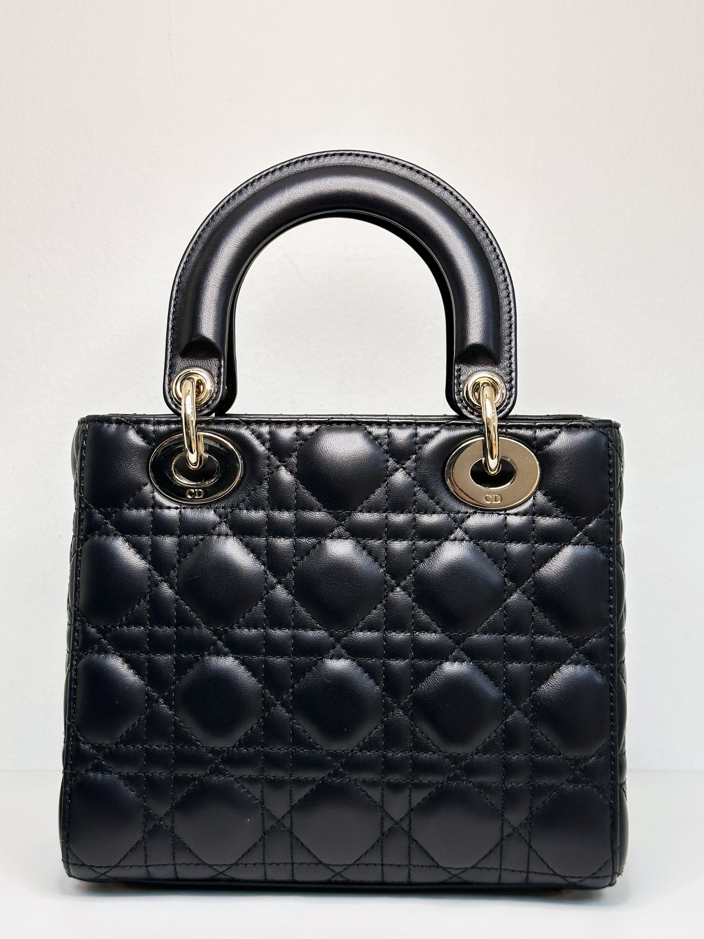 Christian Dior Small Cannage Lambskin My Lady Dior ABC Bag Black GHW