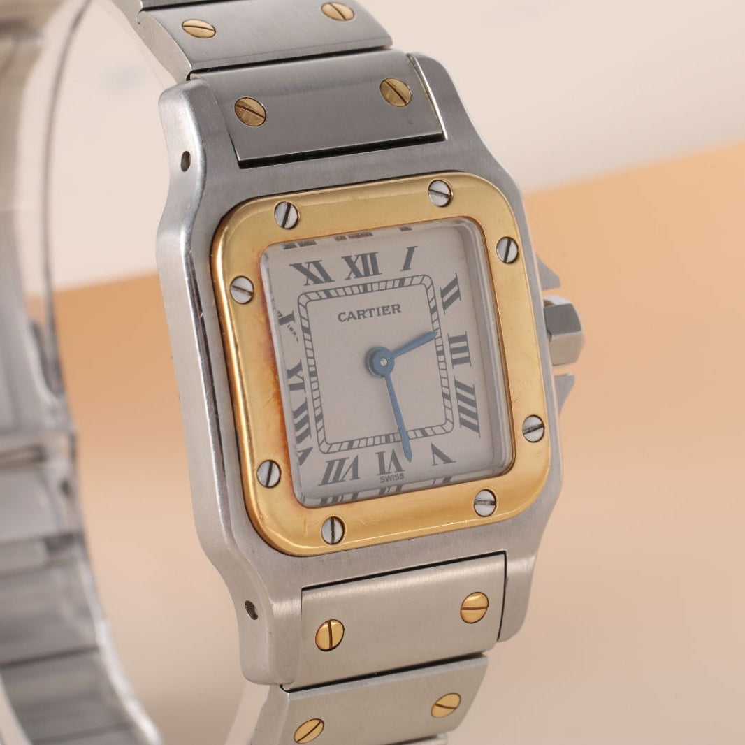 PRE-OWNED CARTIER
SANTOS GALBEE YELLOW GOLD AND STAINLESS STEEL QUARTZ