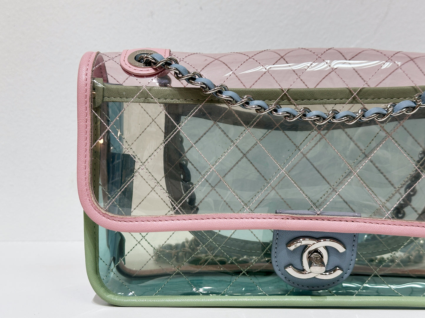Chanel Coco Splash PVC Medium Flap Bag Pink/Green/Blue 25499 holo