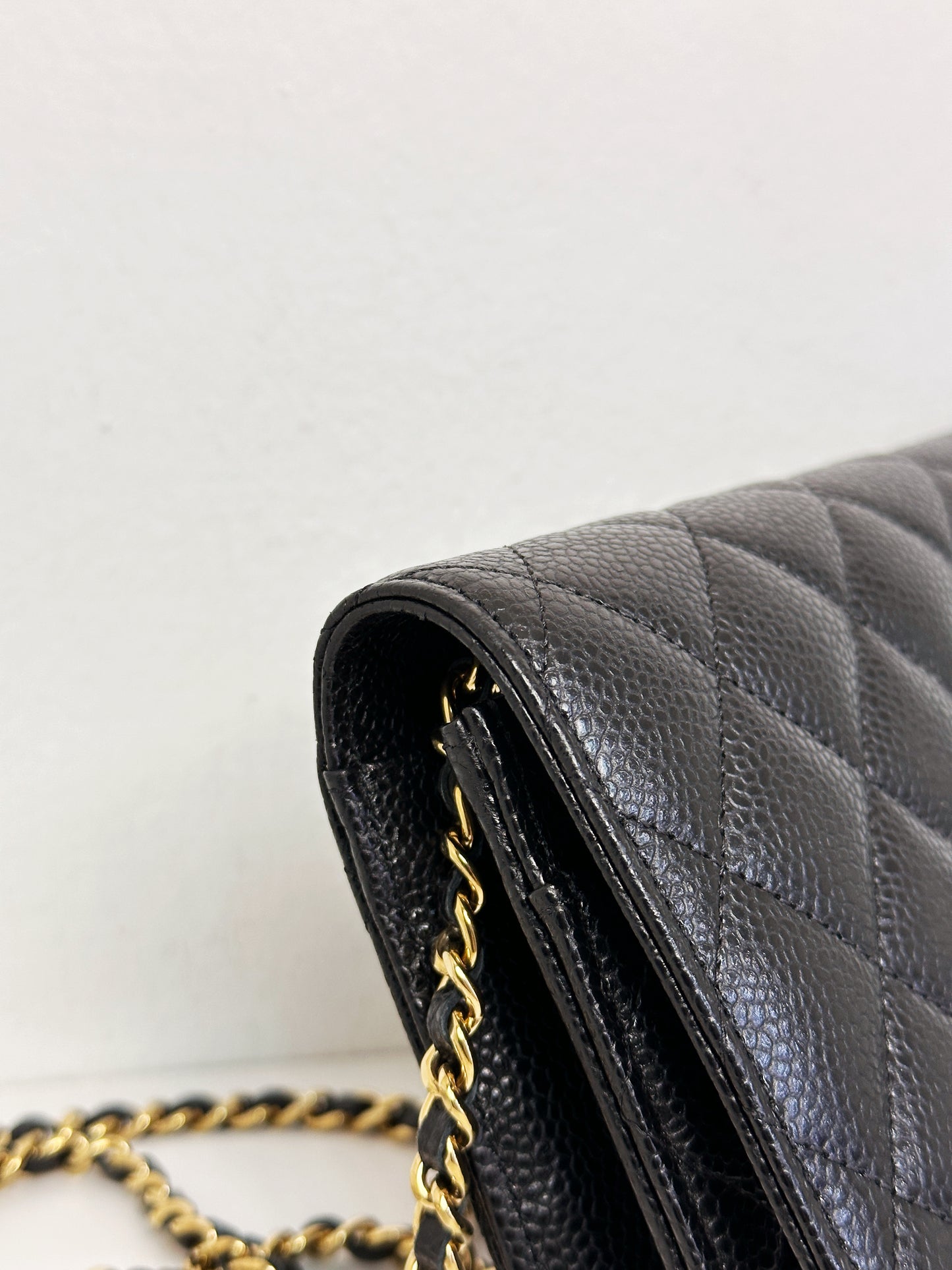 Chanel Classic Wallet on Chain Caviar Black GHW T876 microchip