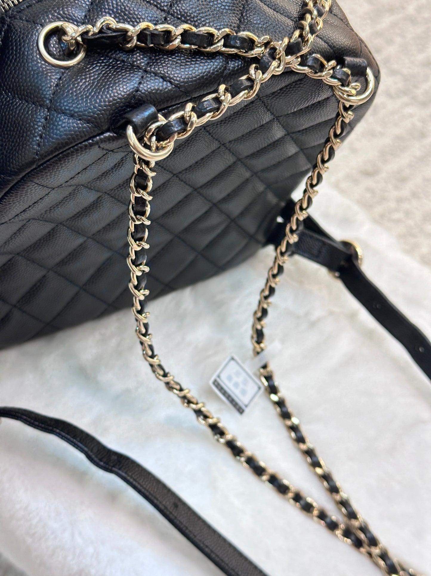 Chanel CC Day Backpack Quilted Caviar Mini