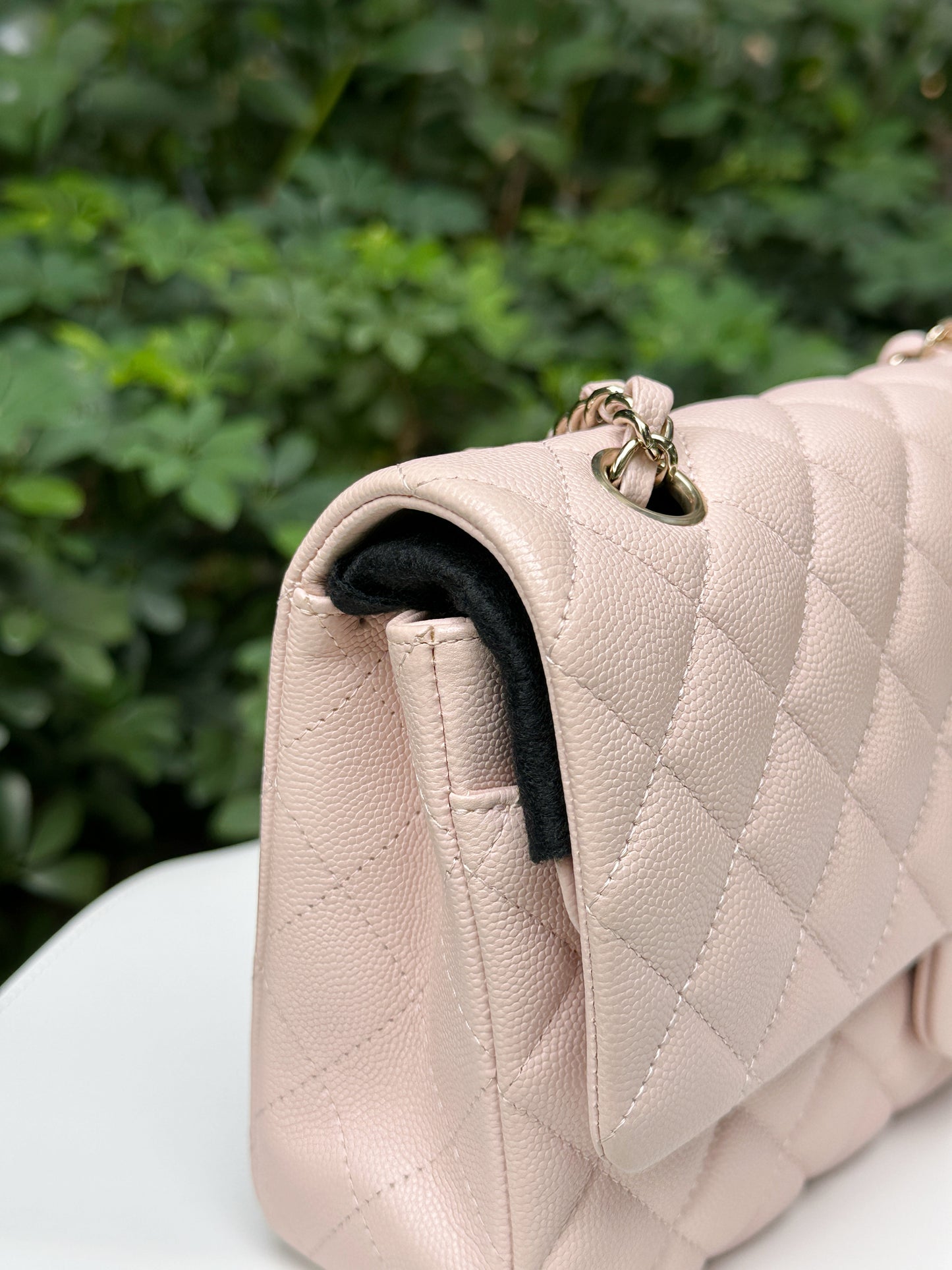 Chanel Medium Caviar Quilted Double Flap Light Pink 21COutside