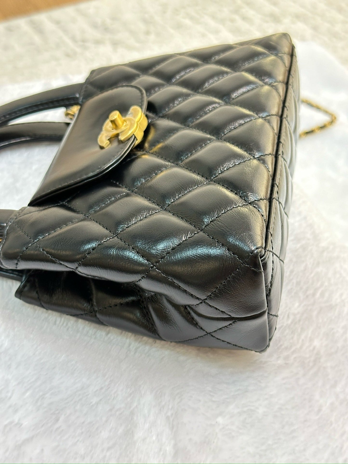 Chanel Lambskin Kelly Shopping Bag Black GHW 19cm