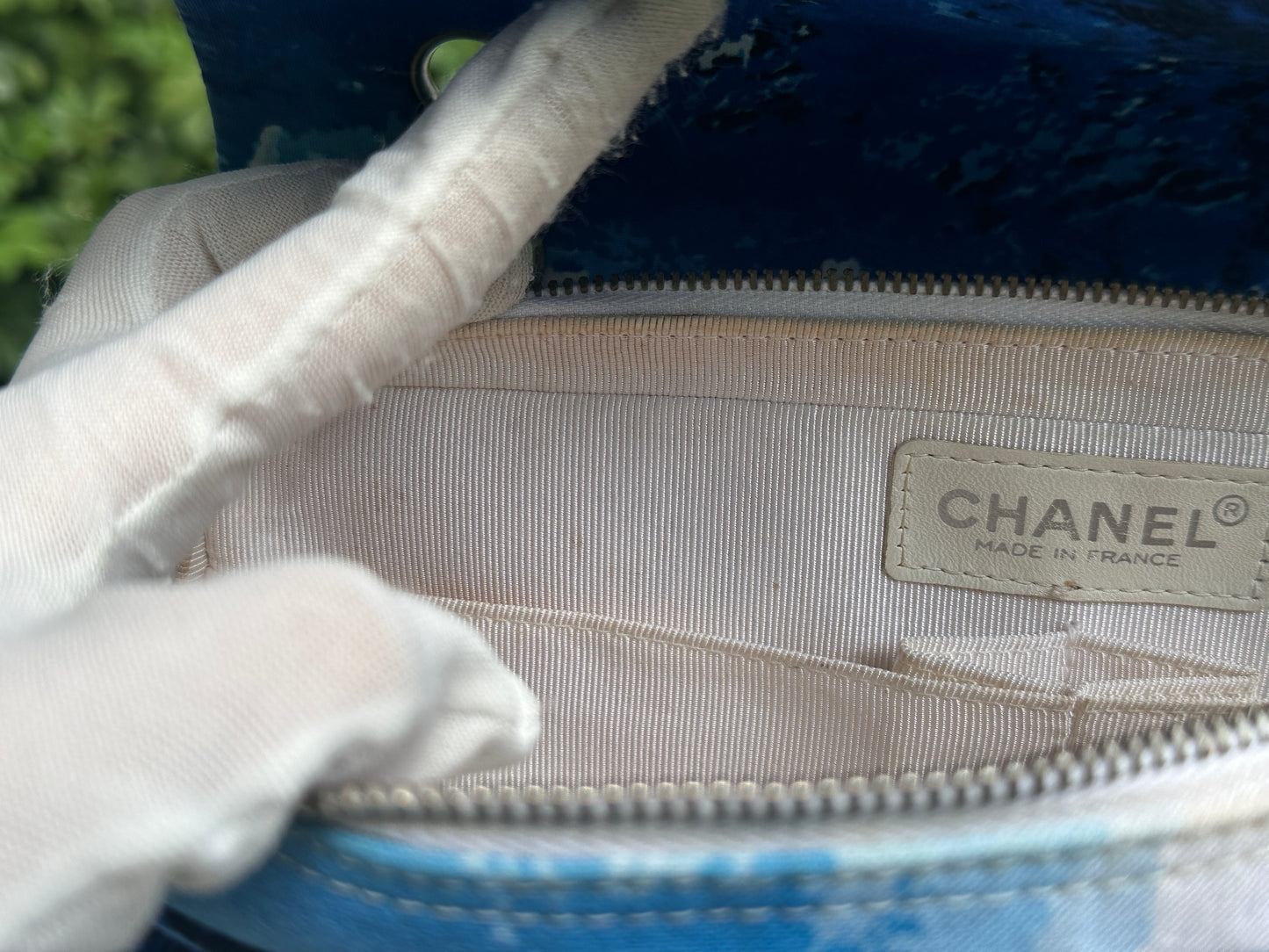 Chanel Canvas Square Quilted Surf Flap Multicolor 75 holo card