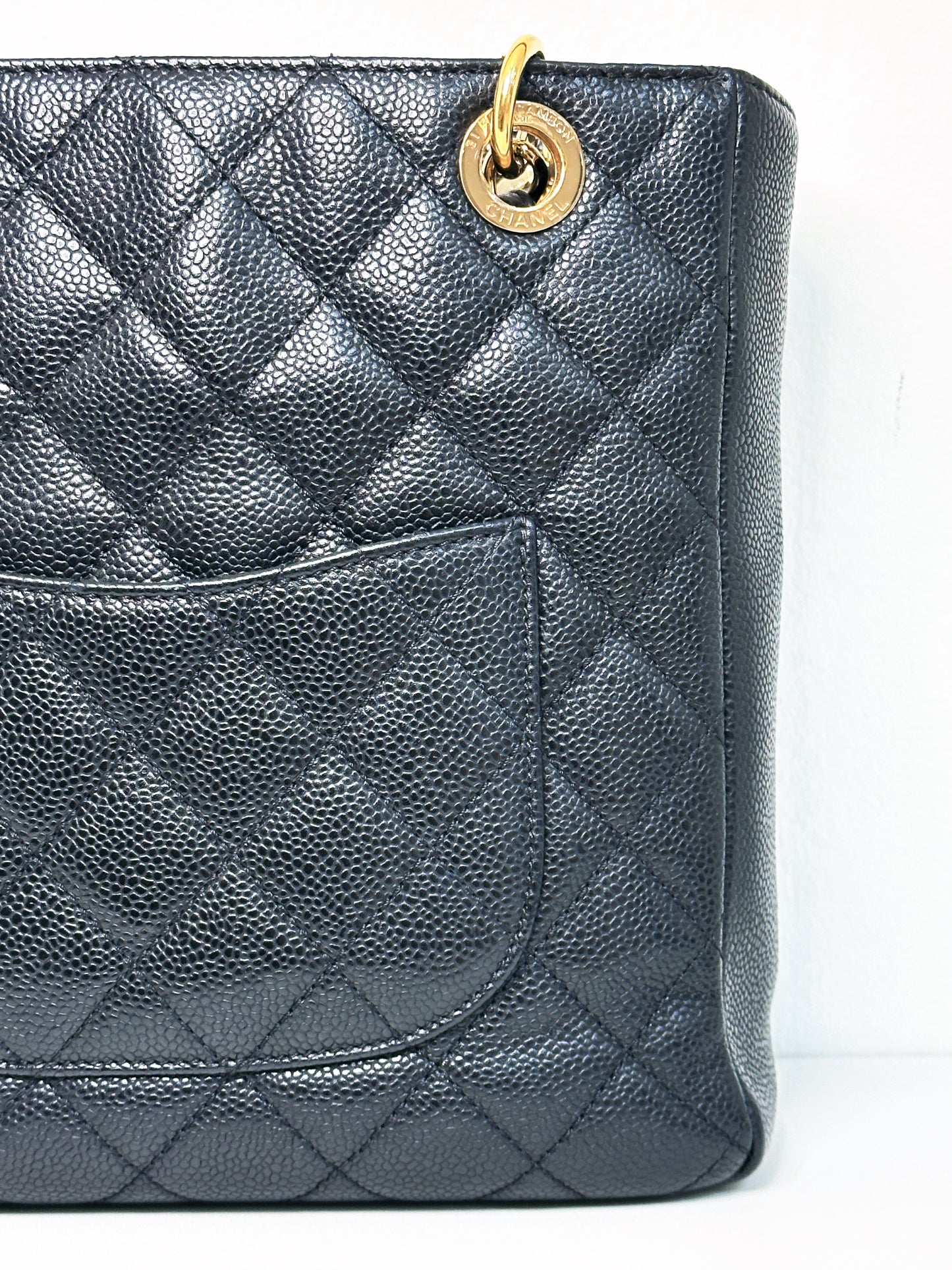 Chanel Caviar Quilted Petit Shopping Tote PST Black 1506 holo card