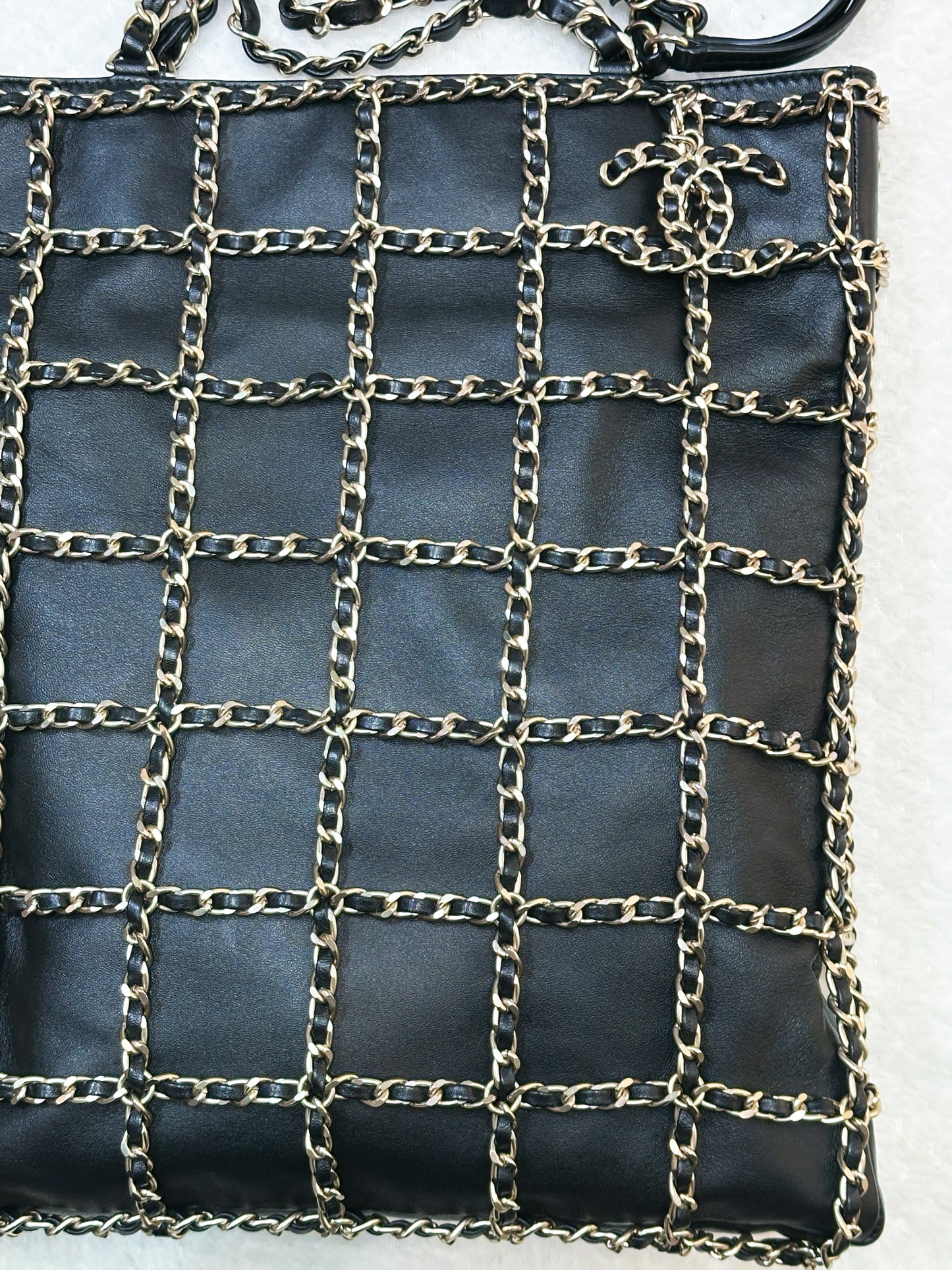 Chanel CC Lambskin Shopping Tote with Chain GHW 2875 holo card