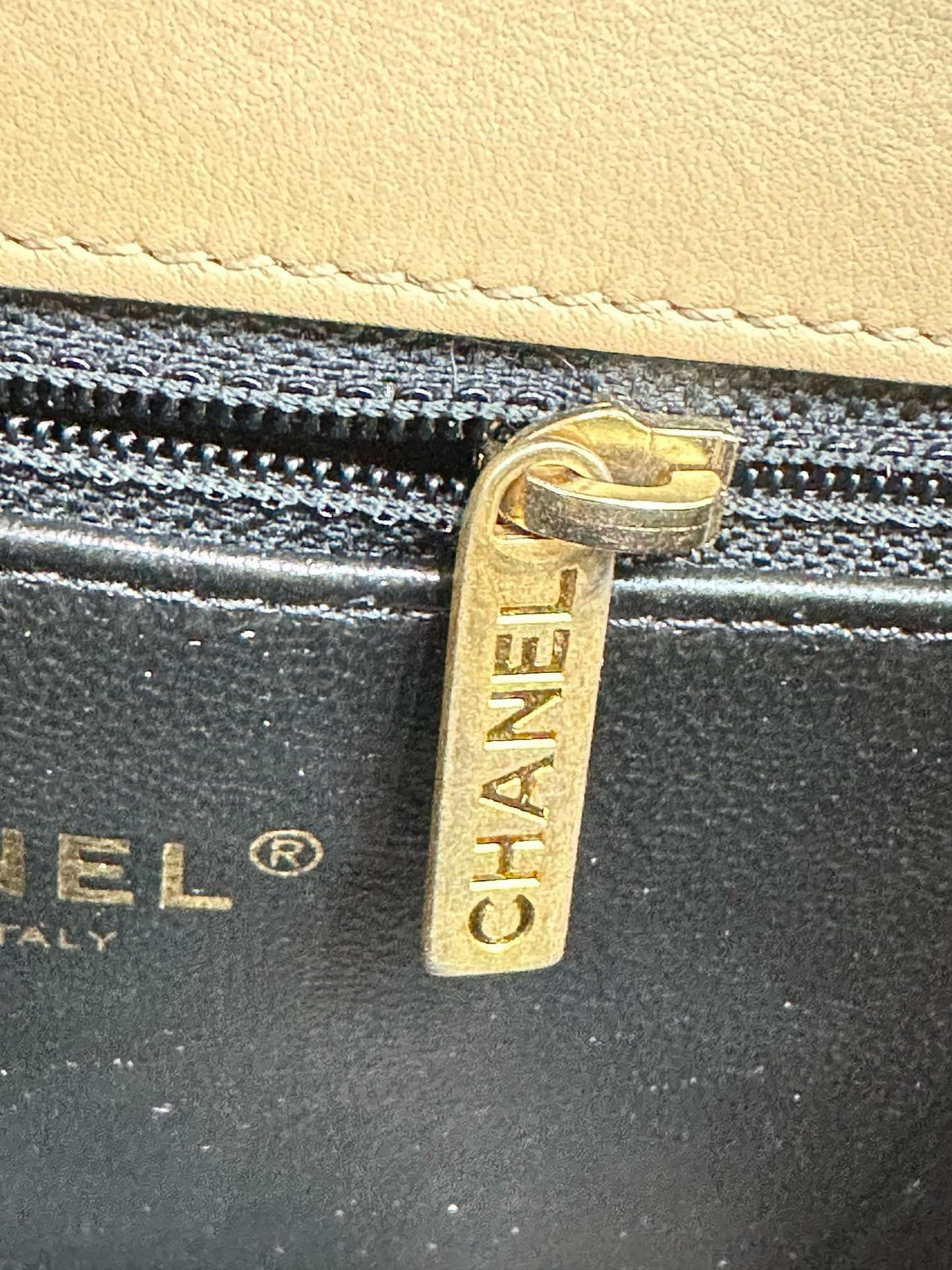 Chanel Small Caviar Quilted CC Filigree Flap Beige Black GHW