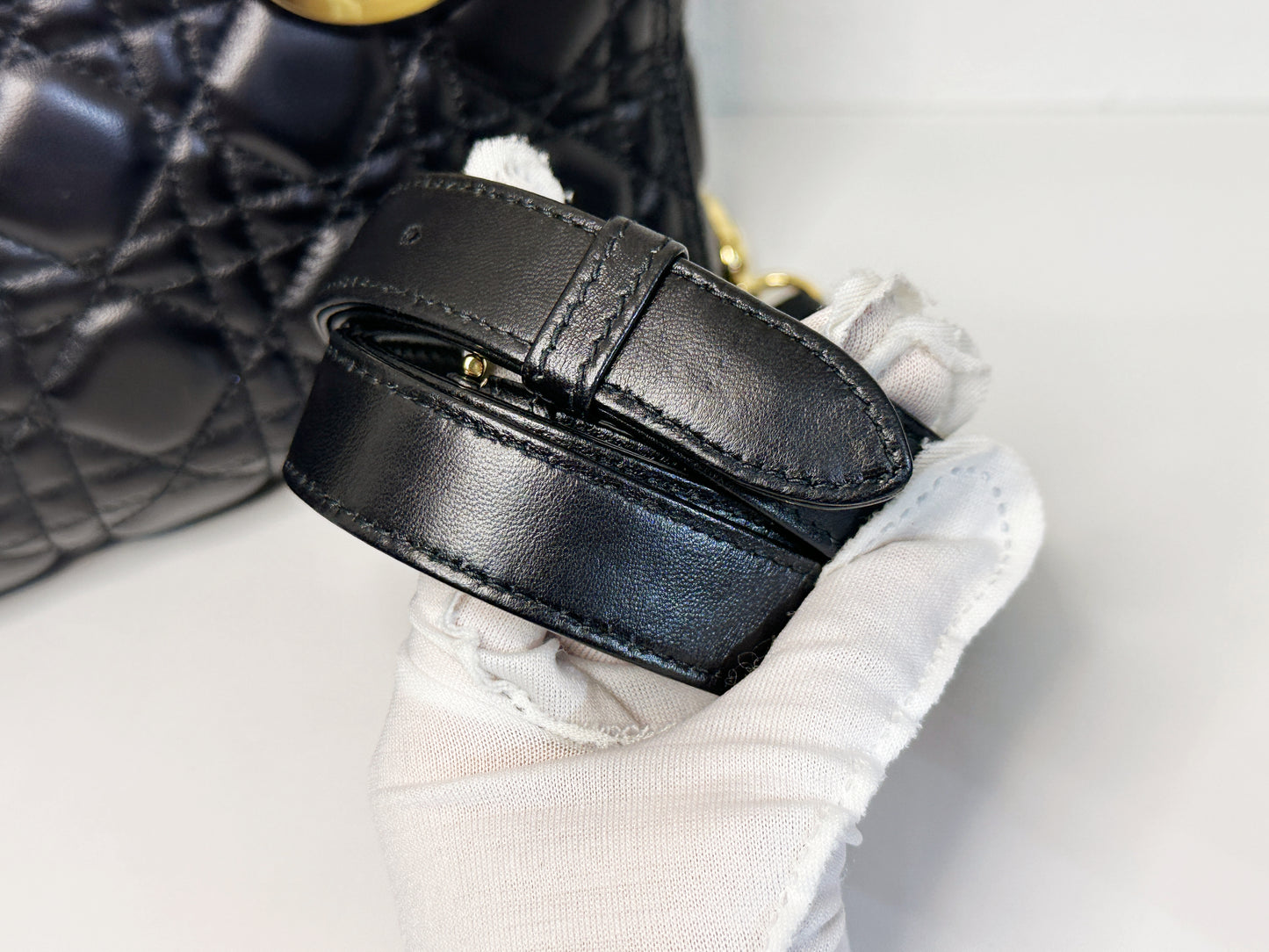 Christian Dior Medium Cannage Lambskin Lady Dior Bag Black GHW