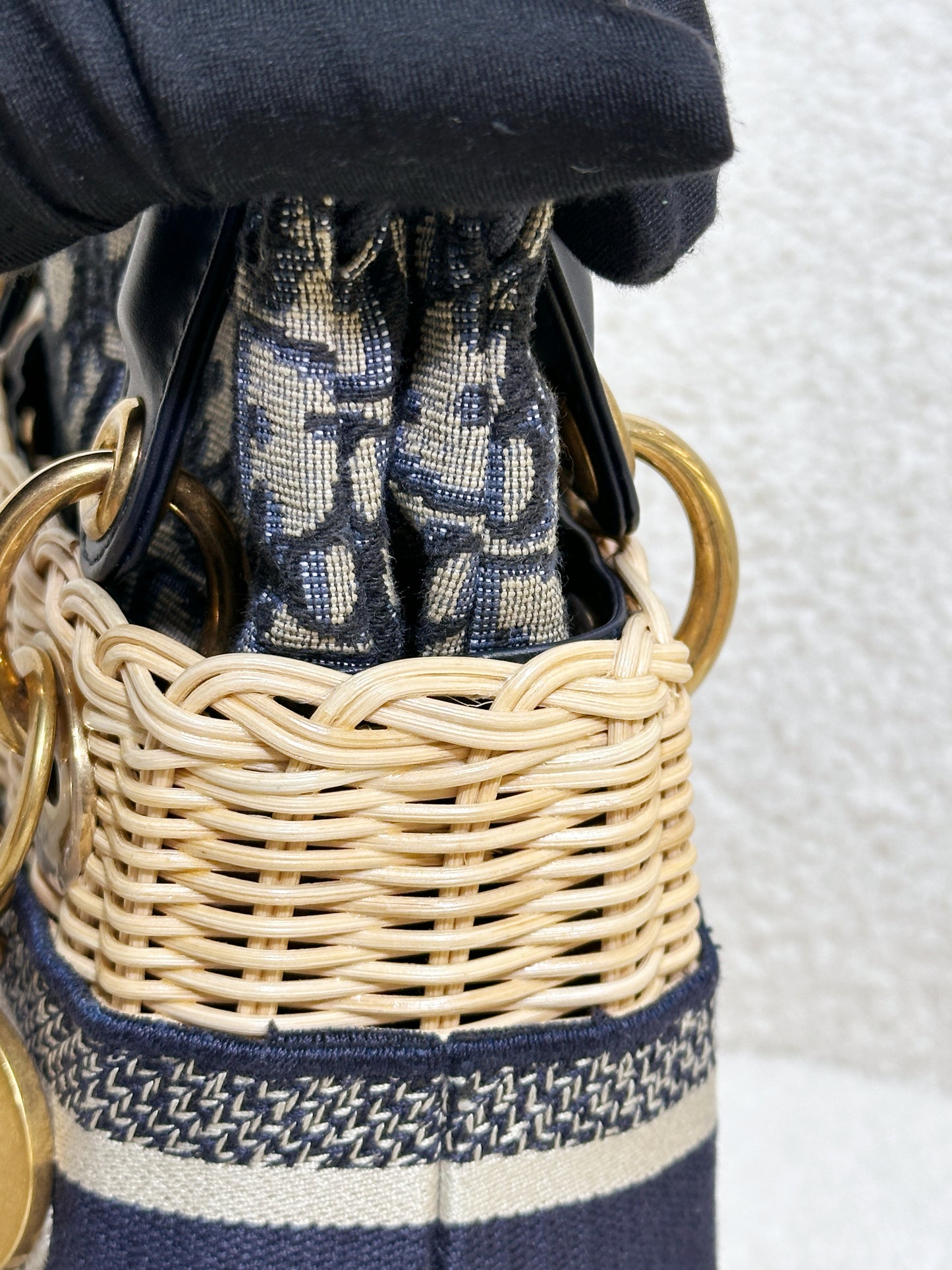 Christian Dior Bicolor Wicker Jacquard Mini Lady Dior Bag