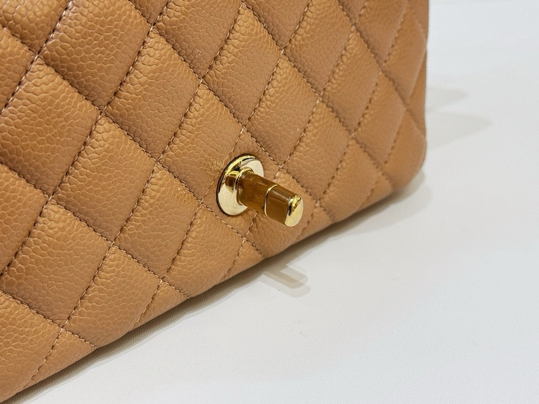 Chanel Classic Mini Rectangular Caviar Dark Beige Bag GHW 2598 holo