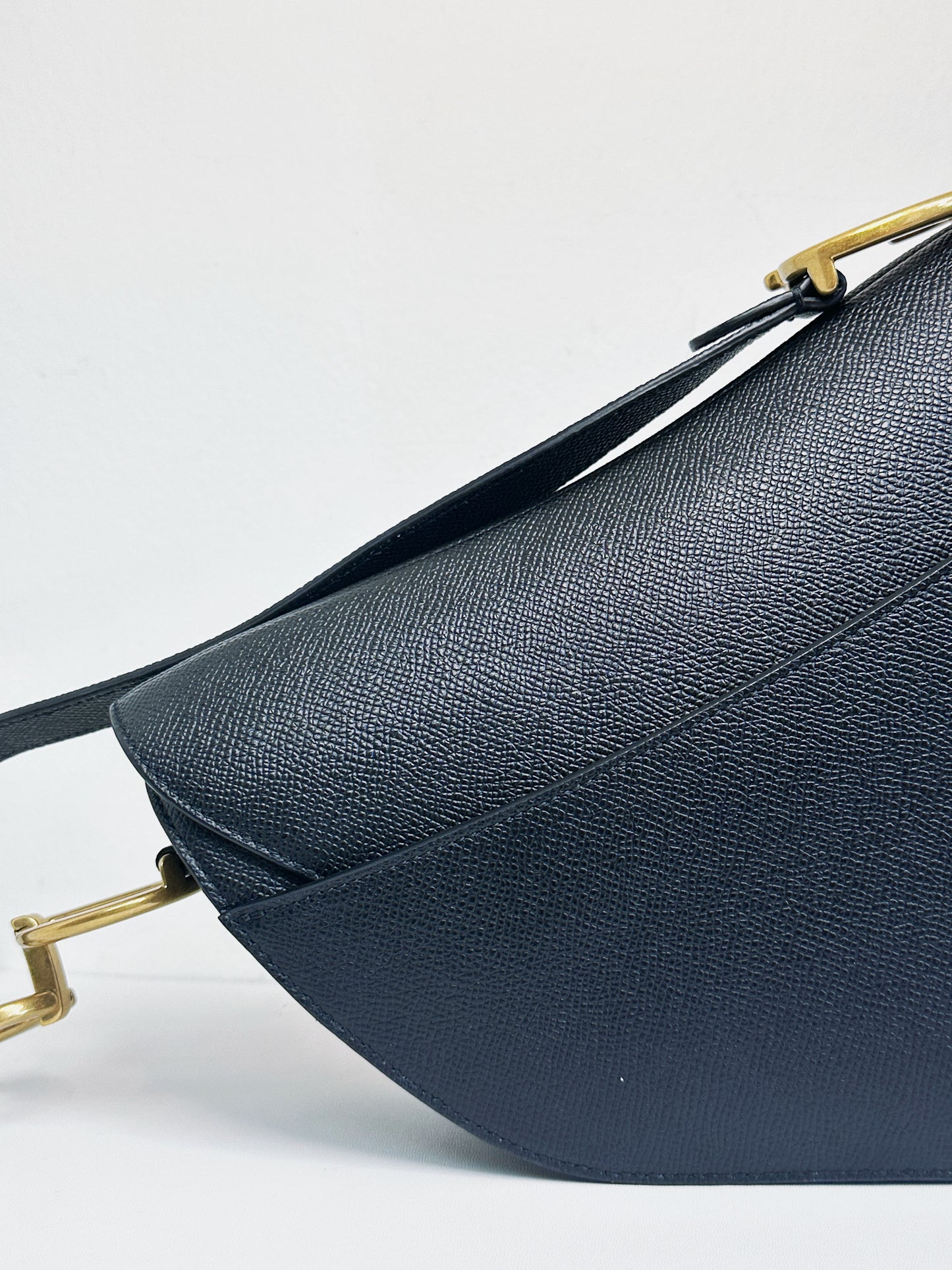 Christian Dior Saddle Bag with Strap Golden Saddle Black Calfskin 2022 year