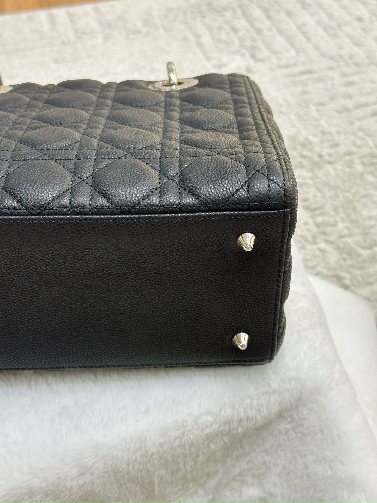 Christian Dior Medium Grained Cannage Calfskin Lady Dior Bag Black SHW